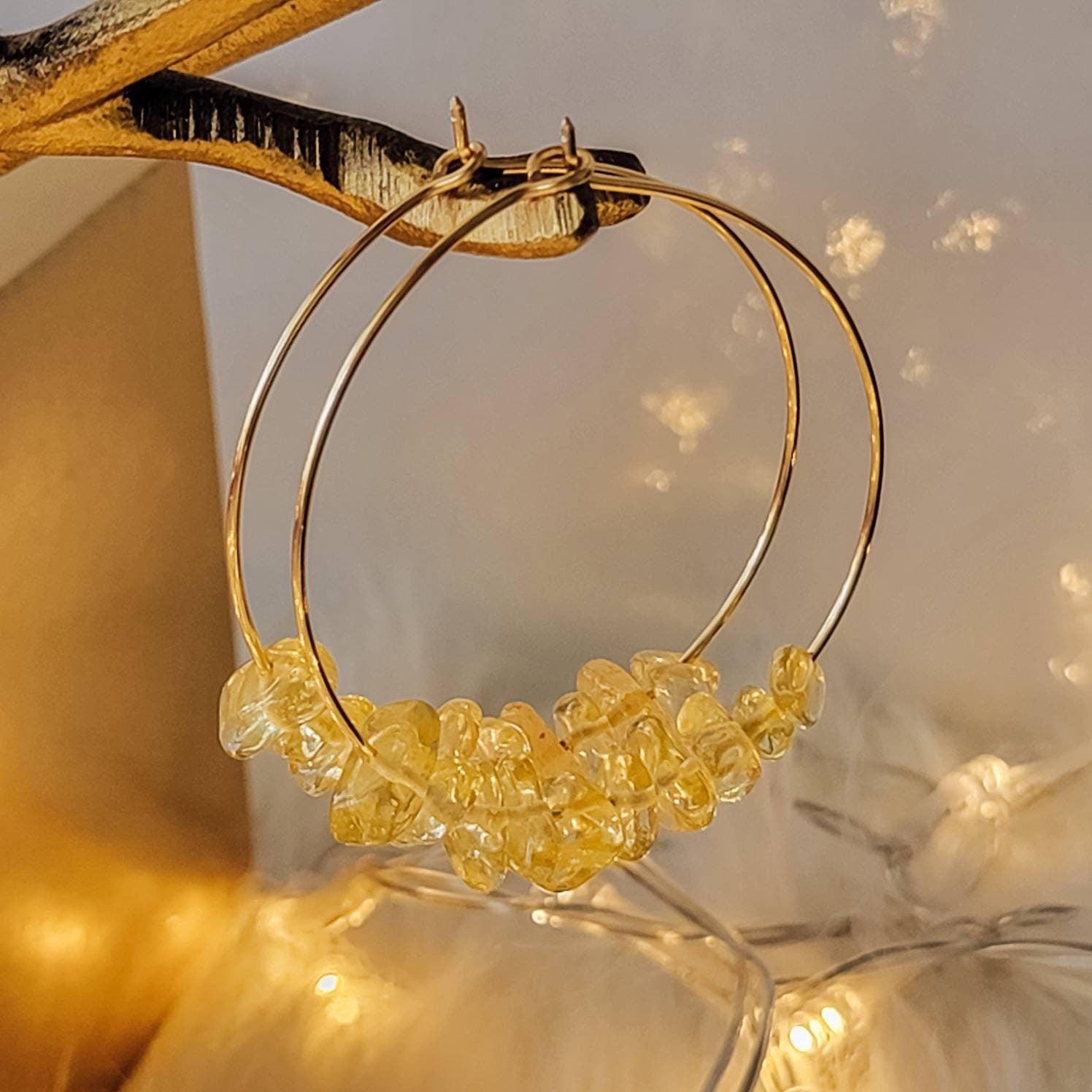 Citrine Hoop earrings, Raw citrine earrings, Thin hoop earrings, Crystal hoop earring, citrine dainty hoops earrings, earring hoop thin