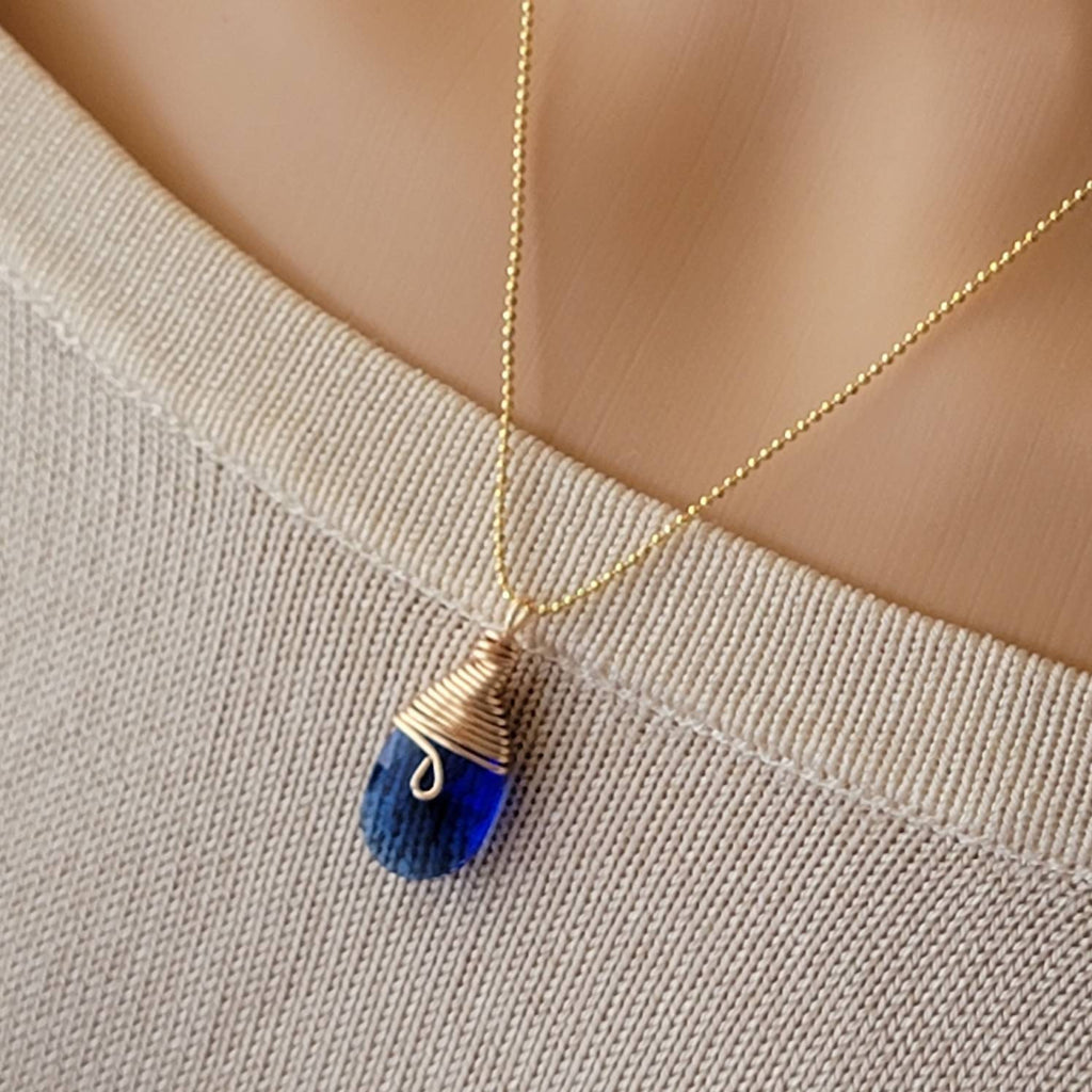 Blue teardrop necklace, Crystal necklace, Choker collar necklace for women, Deep blue tear drop necklace, Bday gifts for her, Majestic Blue