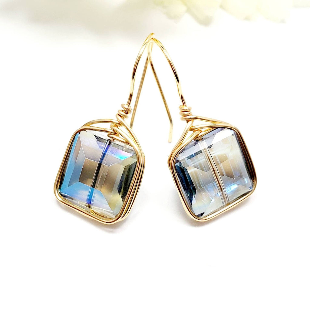 Light blue crystal earrings, Something Blue, giftful wedding, bridesmaid giftful, wife  gifted, giftful daughter, gifte for her women