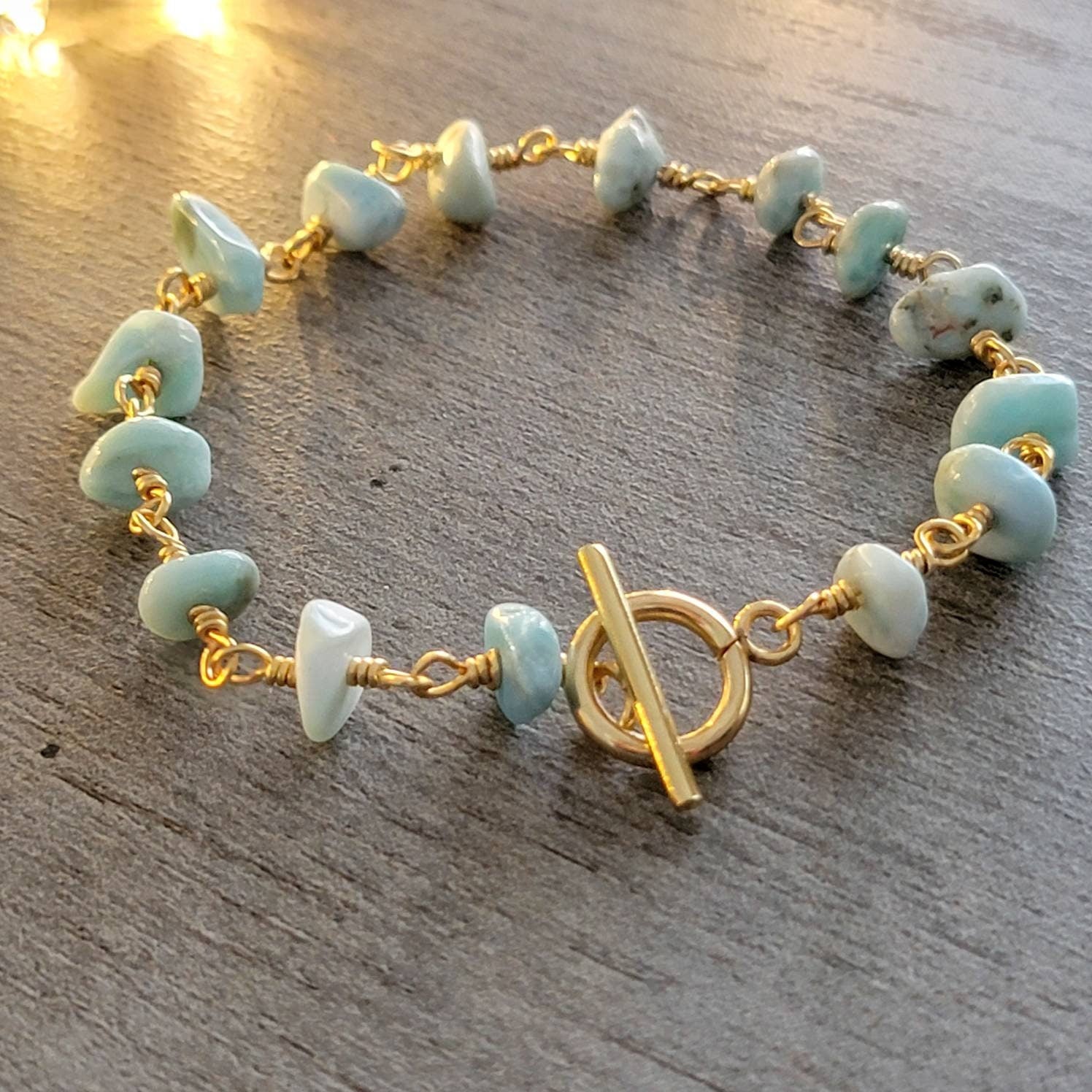 LARIMAR BRACELET, Larimar Raw Gemstone, Authentic Larimar Bead, layering bracelet, something blue, anxiety bracelet, christmas gifted
