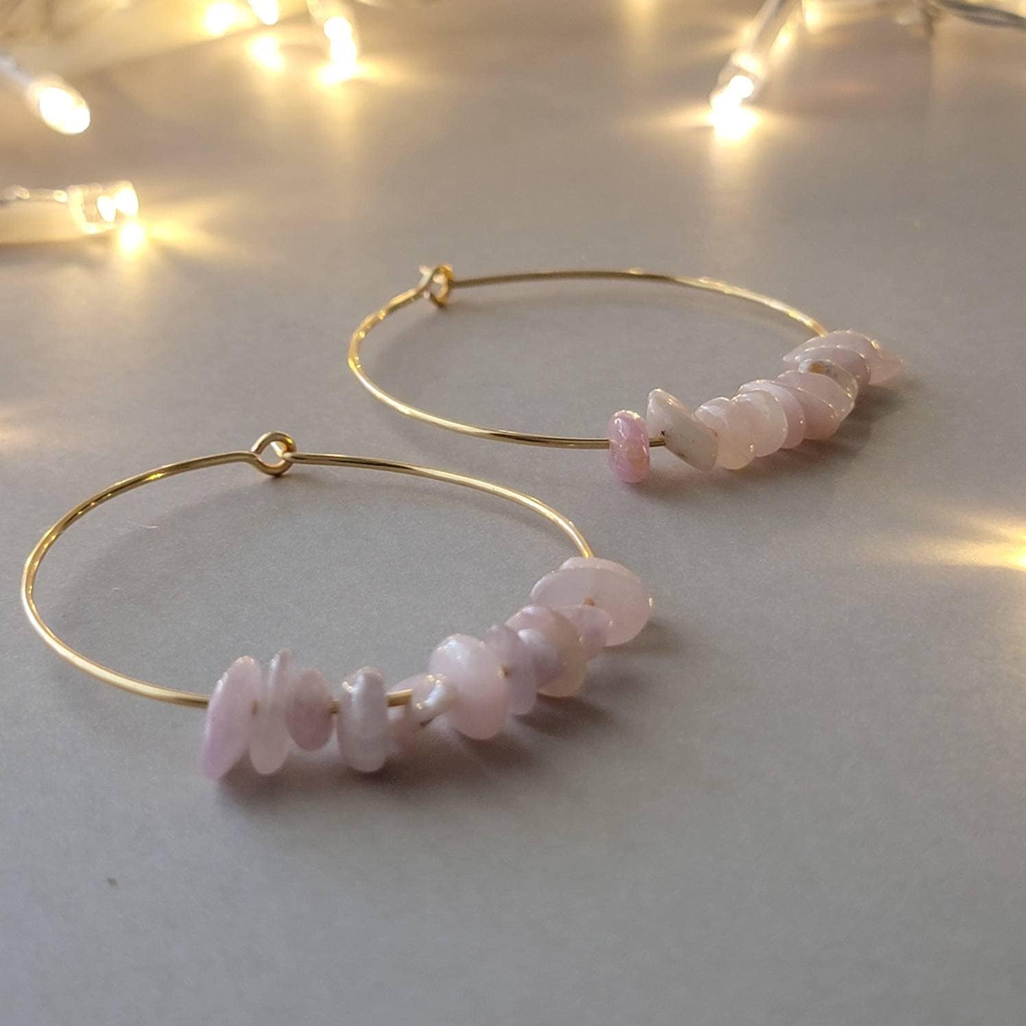 Kunzite earrings, Hoop Dainty Earring, Thin hoop earrings, Big hoop earrings, Thin hoop earrings, minimalistic hoop earring,  gift for- her