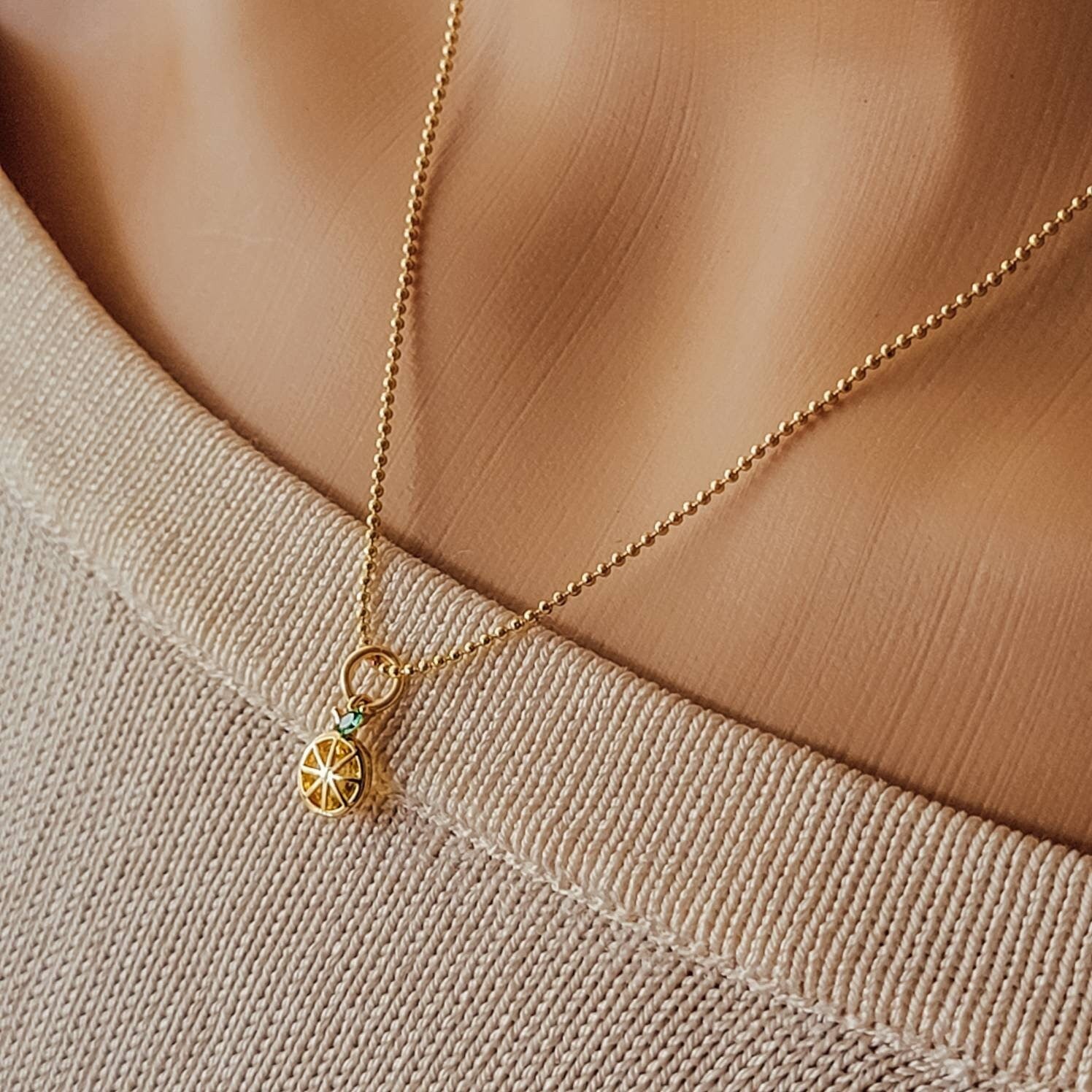 Fruit necklace, Orange slice necklace, Orange Charm, Fruit Charm, Orange Fruit Charm, gift for wife, fruit jewelry, giftful valentines