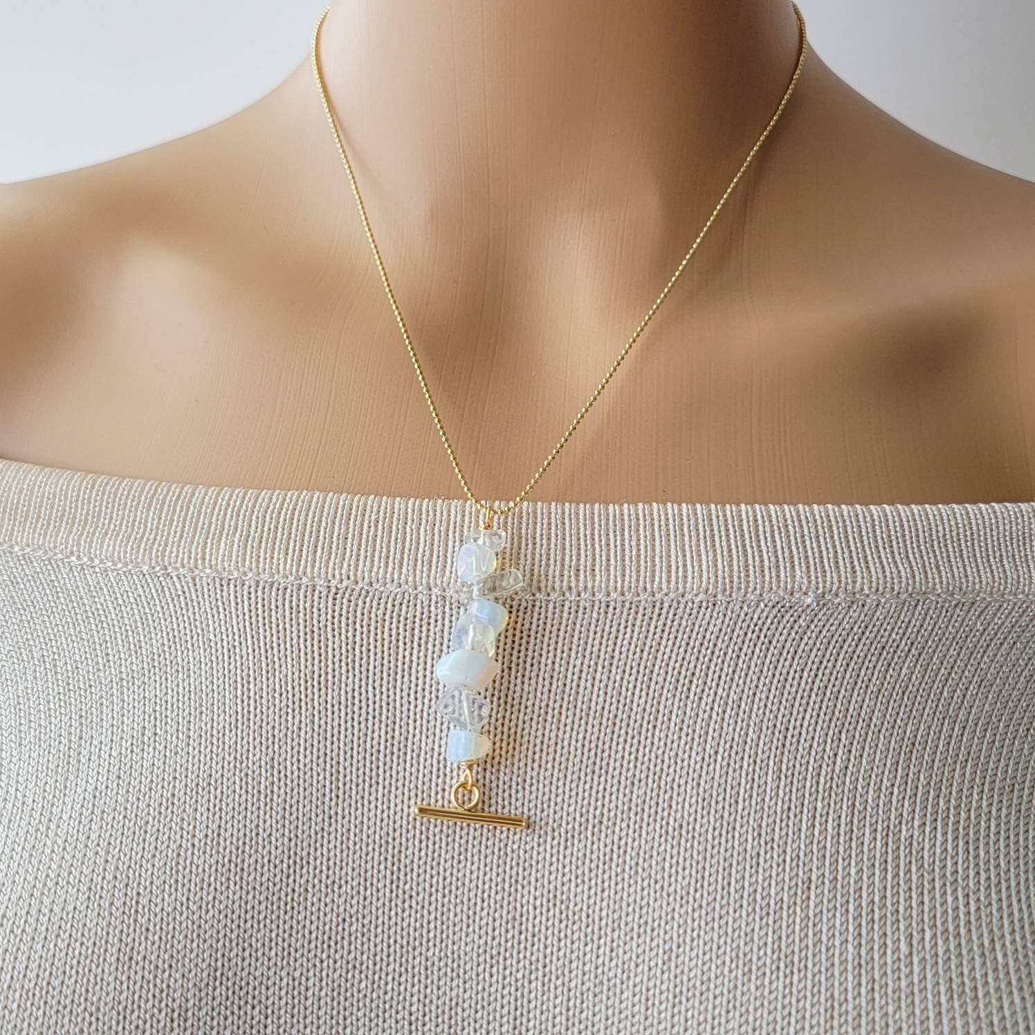 Raw opal necklace, Genuine opal necklace, Opalite necklace, white opal necklace, Raw gemstone necklace, Dainty opal necklace,Christmas gifts
