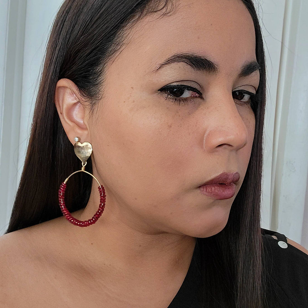Seed bead earrings, Beaded Hoop Earrings,Chunky hoop earrings, Large hoop earrings, Gold Thick Hoop Earrings, Gold filled hoop earrings