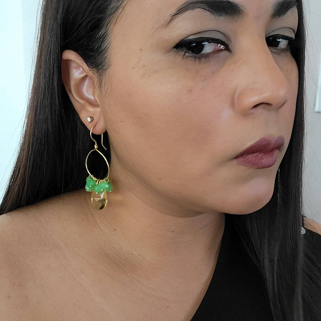 Dainty Crystal hoop earrings, Gold dainty earring, Thin hoop earrings, Hoop earrings with charm, Thin gold hoop earrings, gifts for-her