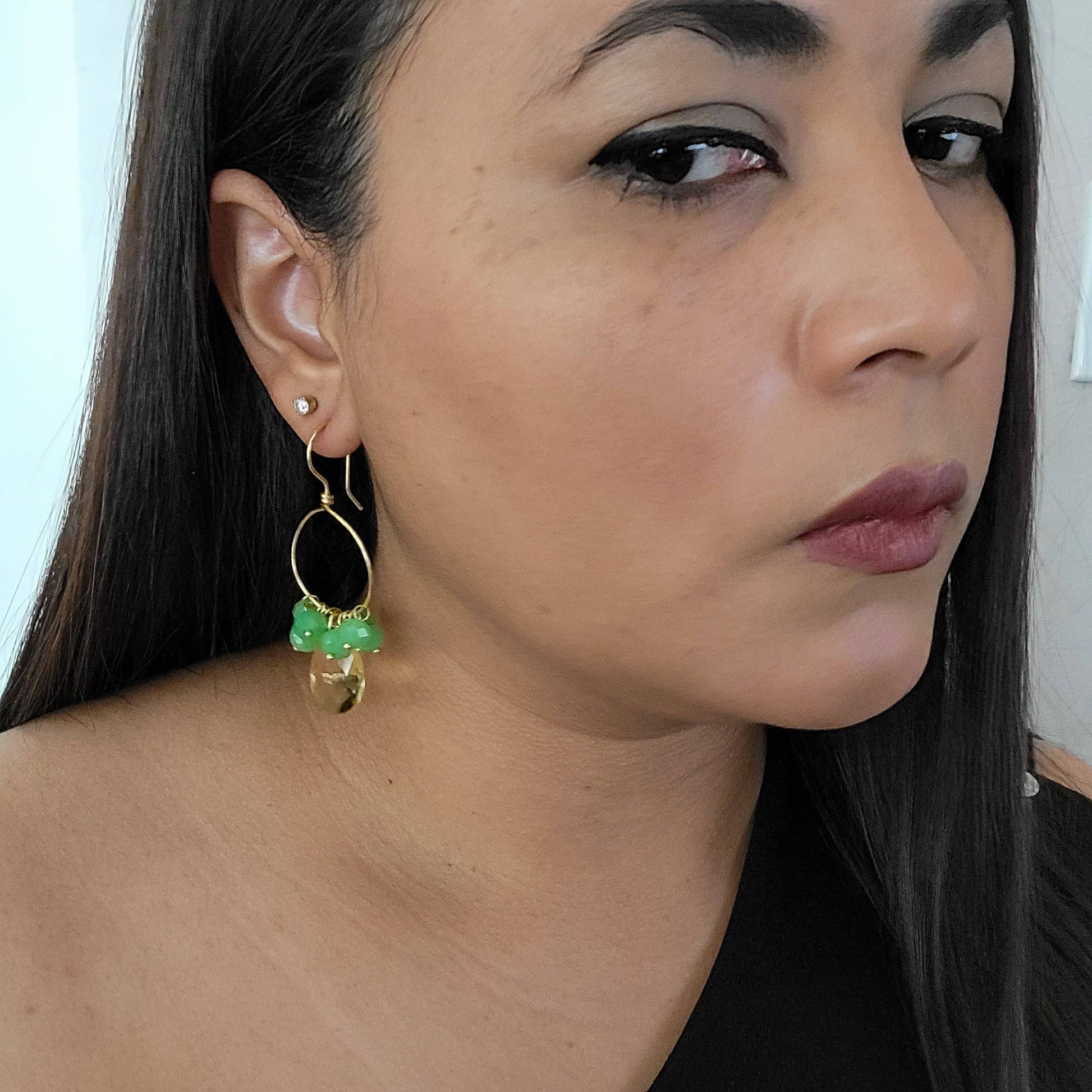 Dainty Crystal hoop earrings, Gold dainty earring, Thin hoop earrings, Hoop earrings with charm, Thin gold hoop earrings, gifts for-her