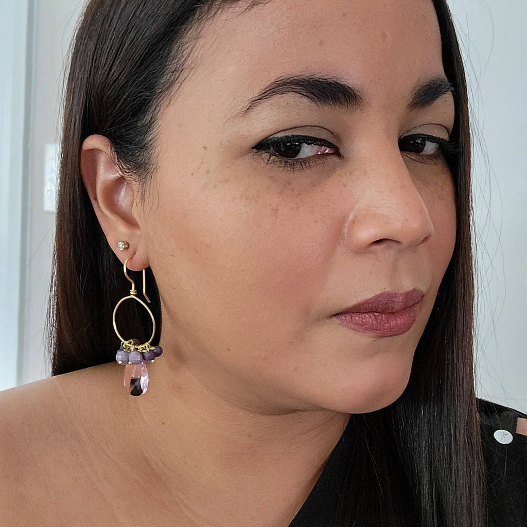 Dainty Thin gold hoop earrings, Crystal hoop earrings, Hoop earrings with charm, Gold filled hoop earrings, Hoop minimalist earrings
