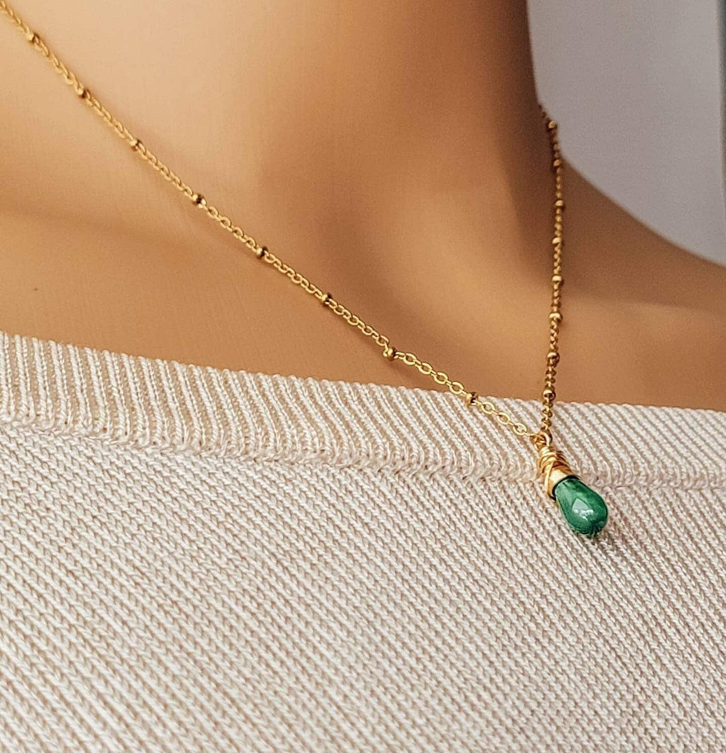 Dainty Jade Pendant Necklace, Natural Green Jade Necklace, Delicate Jade Necklace, Healing Crystal Jade Necklace, Gold jade Thin chain
