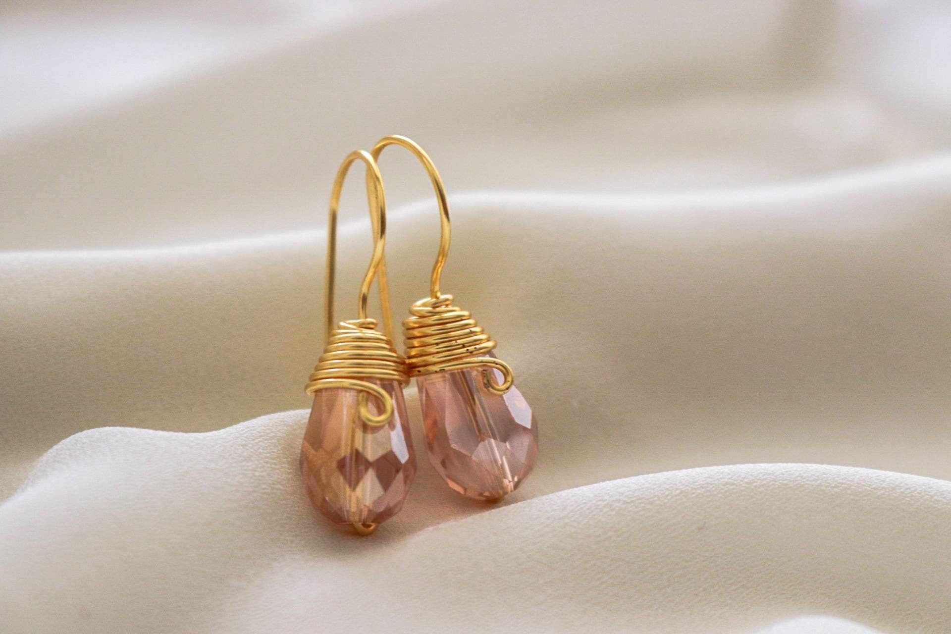 Teardrop earrings, Blush pink earrings, Teardrop earrings, Waterdrop earrings, Light pink earrings, Tiny drop Earrings, Tear drop earrings