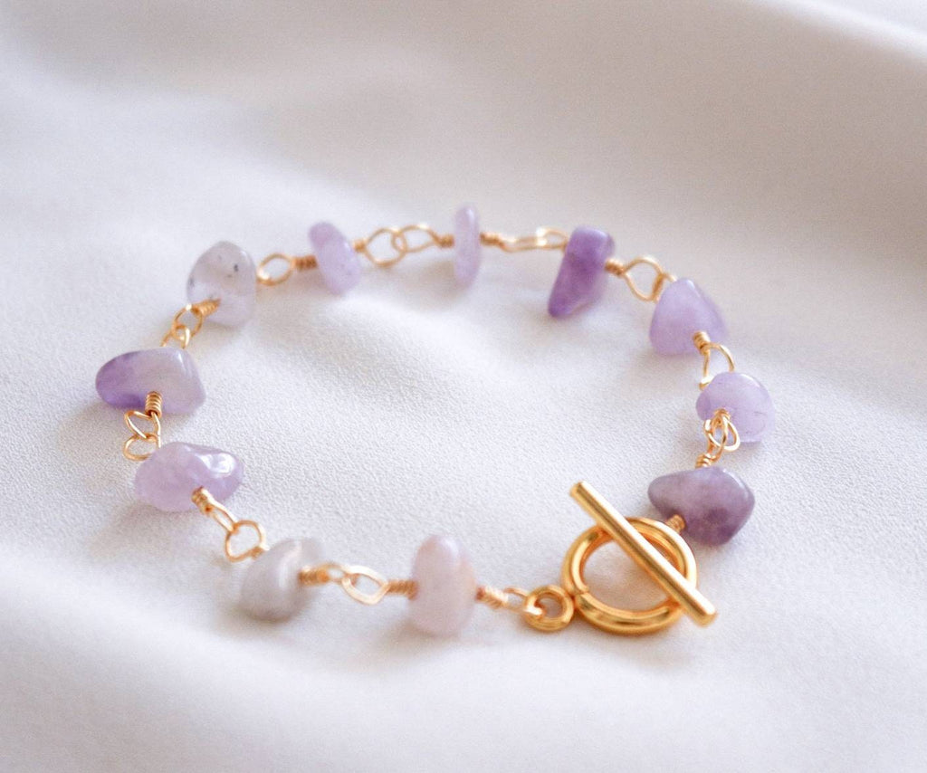 Lavender Jade  Bracelet, Gold bracelet dainty, Jade Crystal bracelet, Minimalist bracelete, Giftful daughter, Christma gift, wifely gifts