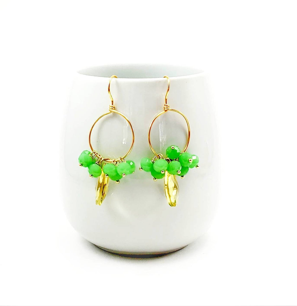 Dainty Crystal hoop earrings, Gold dainty earring, Thin hoop earrings, Hoop earrings with charm, Thin gold hoop earrings, gifts for-her