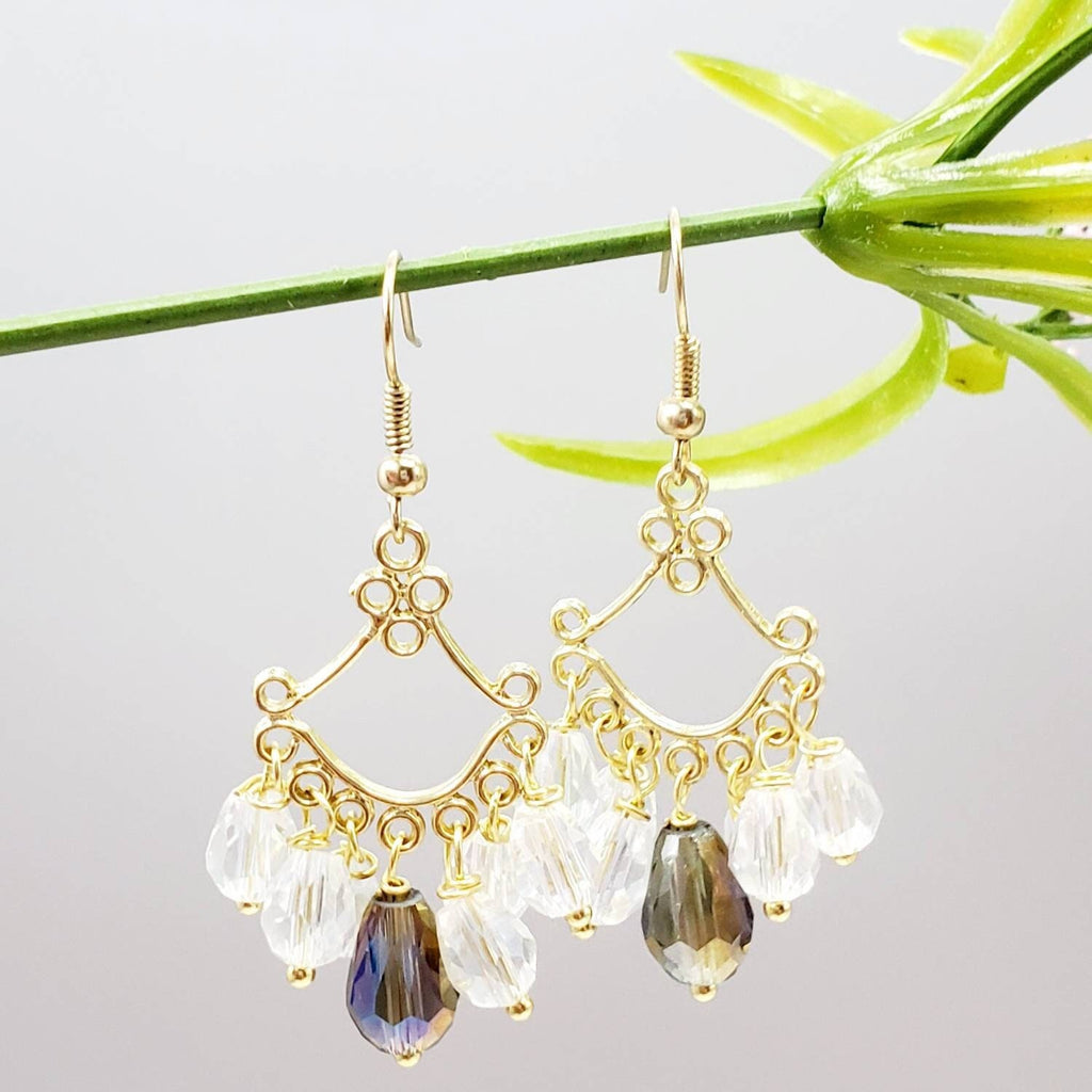 Chandelier Boho Earrings, Crystal Bridal Earrings, Gold Wedding Earrings, Chandelier Bridal Earrings, Dangle Earrings, Crystal Earrings,