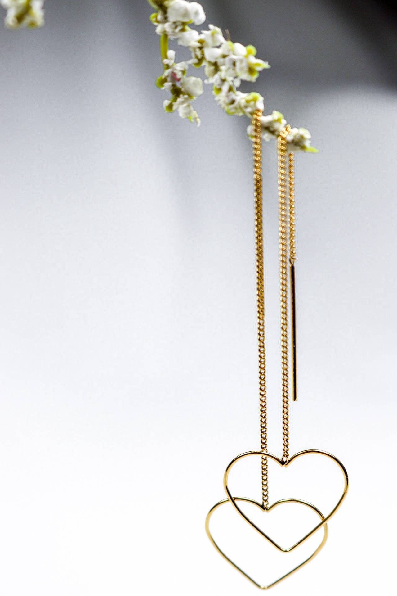 Cross earrings gold, earrings-chains, minimalistic earrings, Gold Earrings, gifted, giftful earrings, christianity gifted, christian  gifted