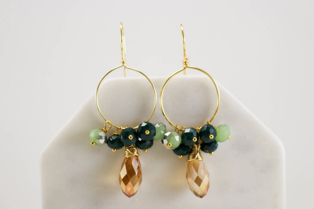 Crystal Hoop Earrings, Thin Hoop Earrings, Gold filled hoop earrings, Crystal Quartz Hoop Earrings, Gold Boho Hoops, Crystal Hoops
