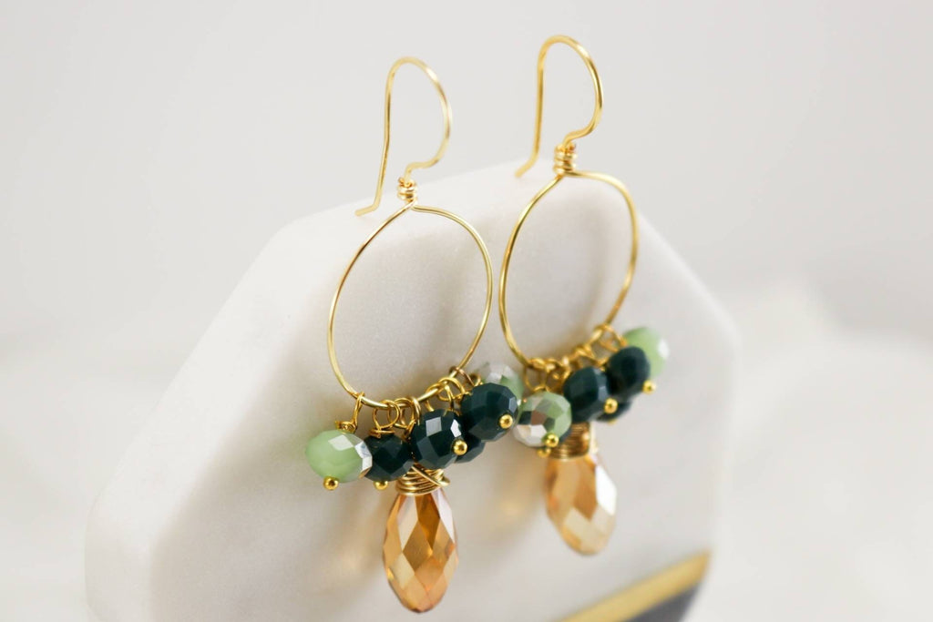 Crystal Hoop Earrings, Thin Hoop Earrings, Gold filled hoop earrings, Crystal Quartz Hoop Earrings, Gold Boho Hoops, Crystal Hoops