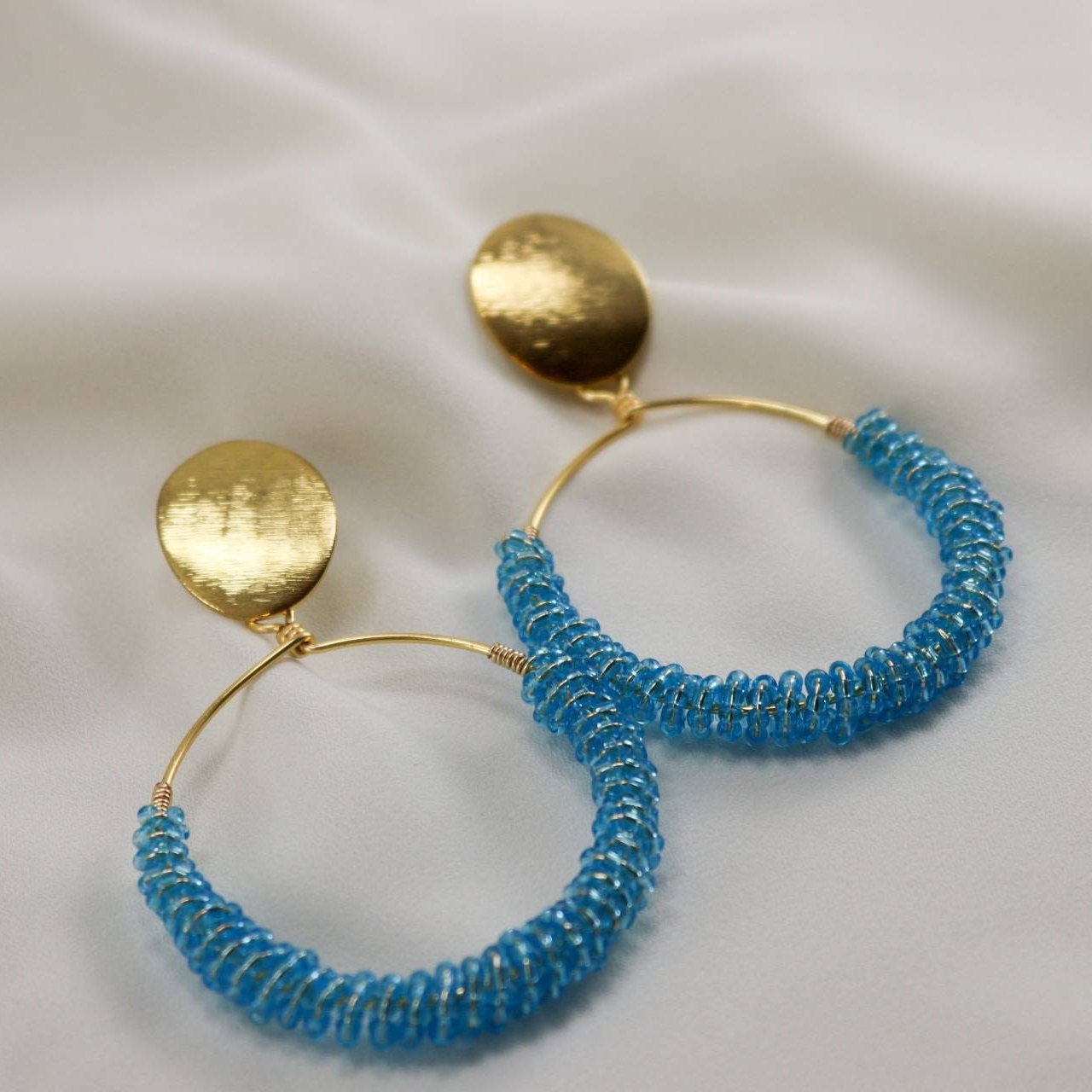 Beaded Hoop gold Chunky, seed bead earrings, Chunky hoop earrings, Large hoop earrings, Gold filled hoop earrings hoop beaded earrings