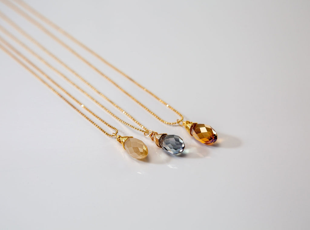 Dainty Crystal necklace, Teardrops necklace, 14k Gold filled chain, Layering Necklace, Minimalist Necklaces, Moms necklaces, Gifts for-her