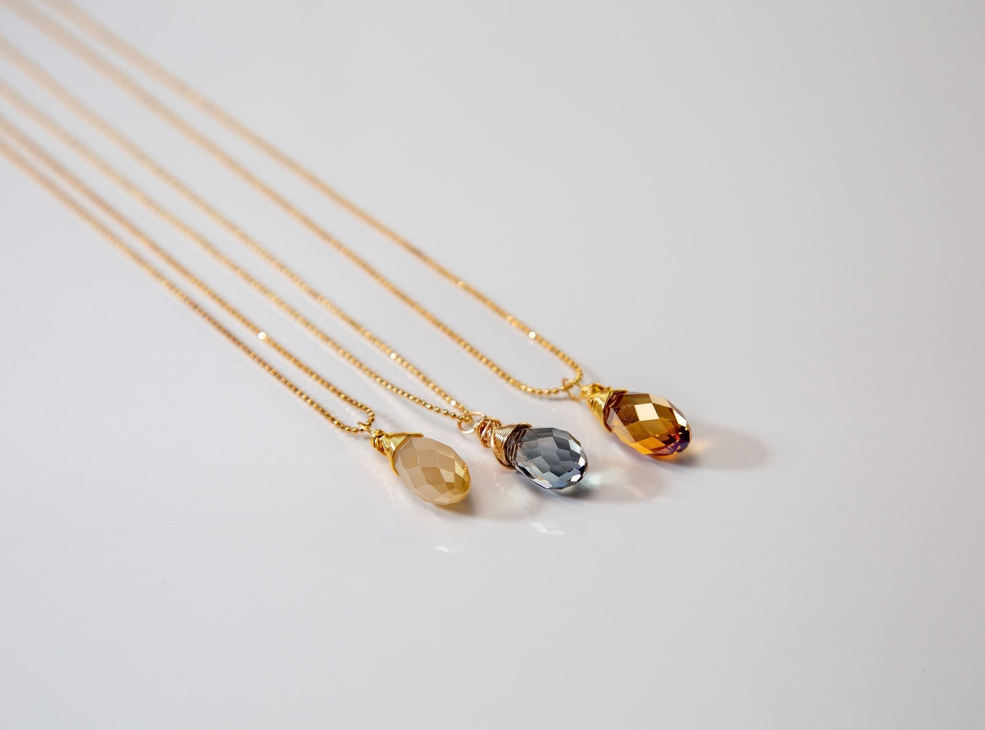 Dainty Crystal necklace, Teardrops necklace, 14k Gold filled chain, Layering Necklace, Minimalist Necklaces, Moms necklaces, Gifts for-her