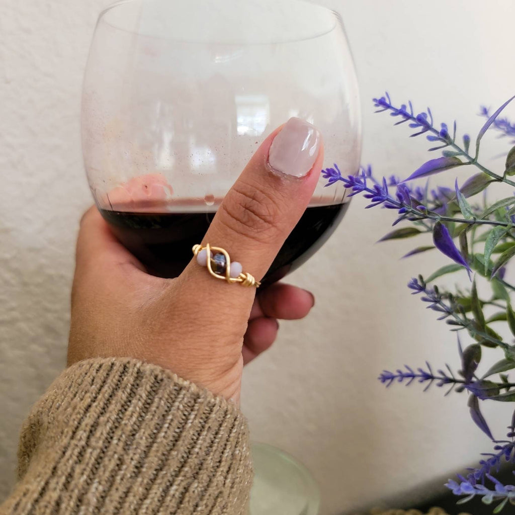 Wire wrapped ring, Wire wrapped crystal ring, Crystal rings gold, Crystal Wire Wrapped Ring, Thin Gold Ring, midi ring, christmas  gifte