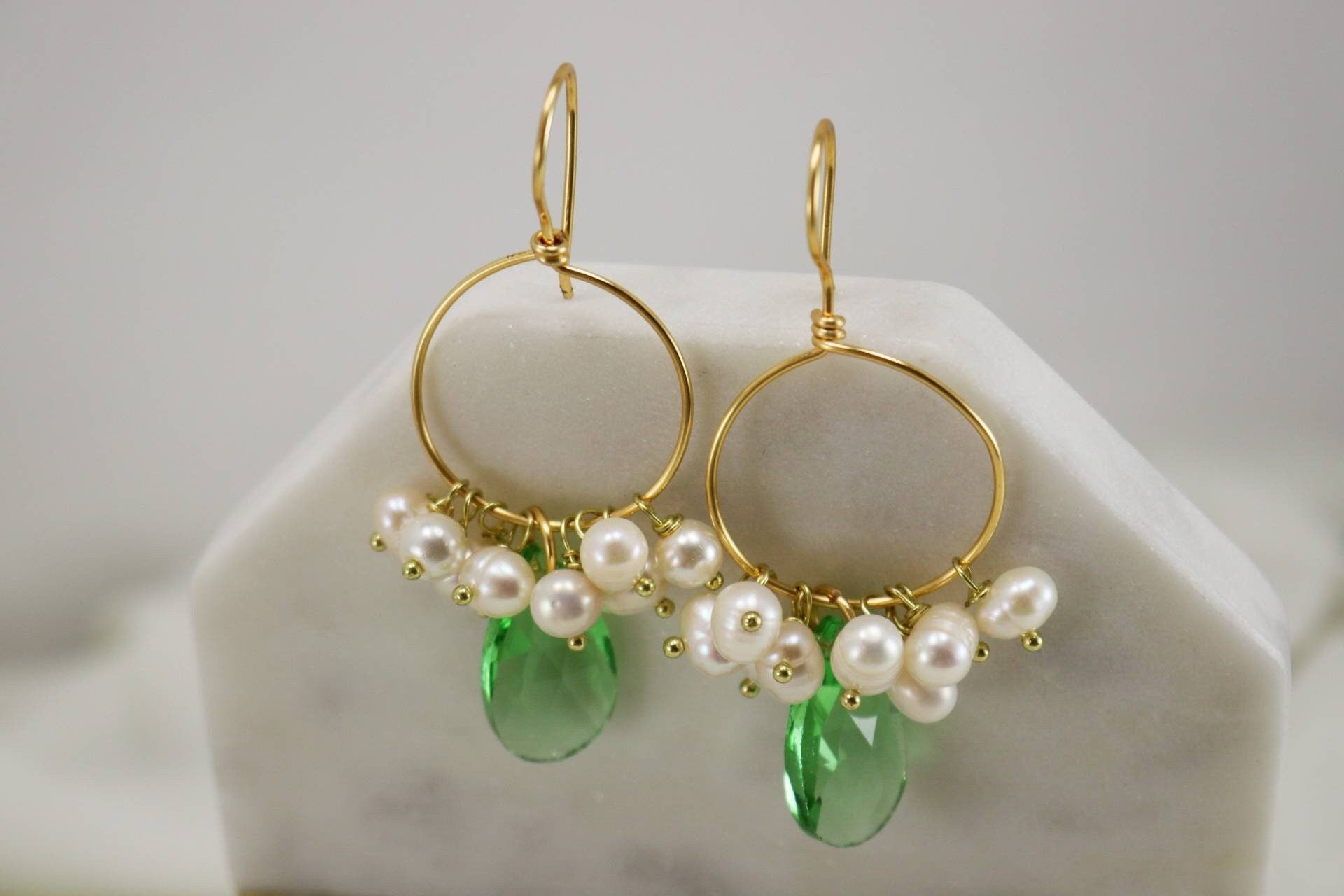 PEARL HOOP EARRINGS, Hoop crystal earrings, Thin hoop earrings, Hoop earrings with charm, Gold filled hoop earrings, Large hoop earrings