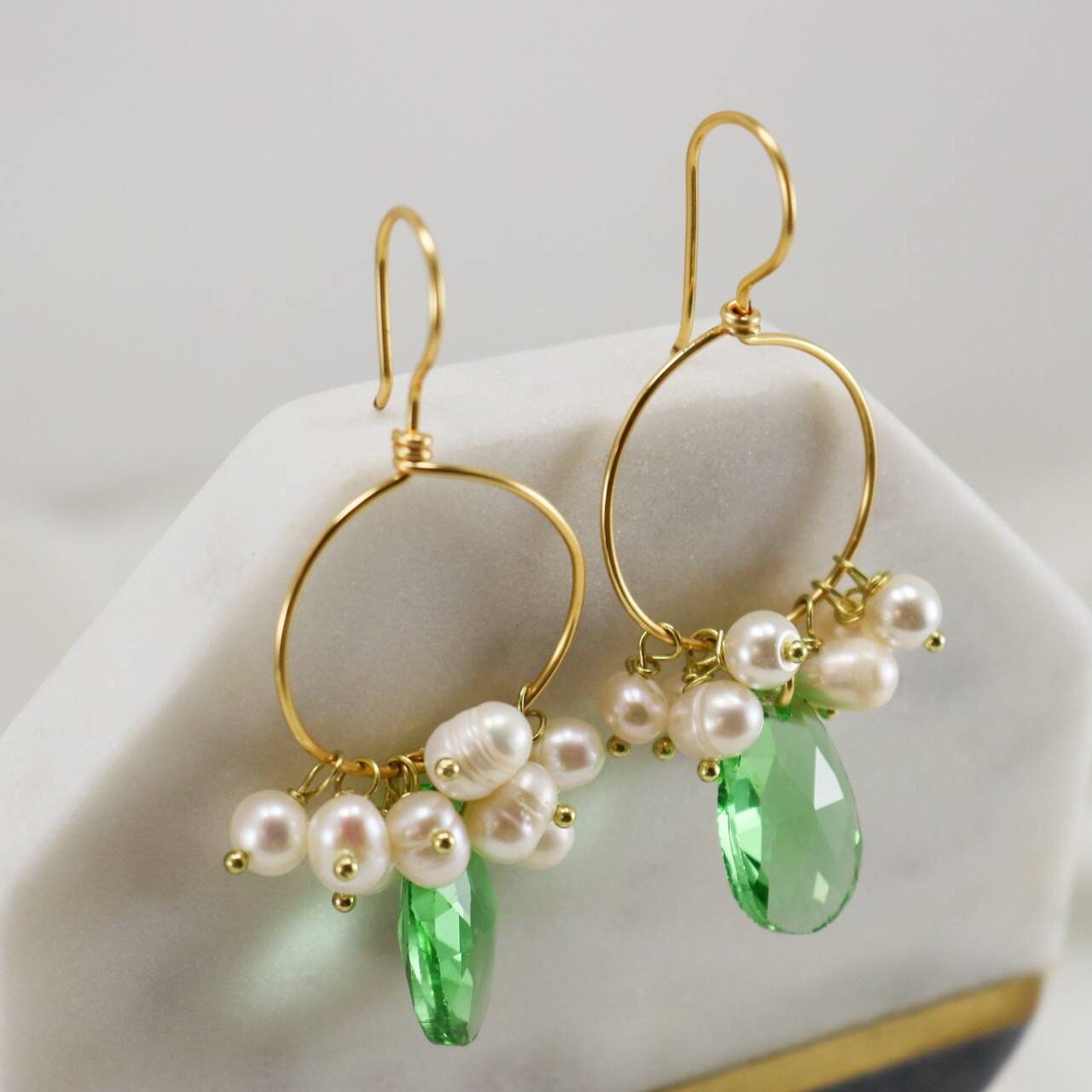 PEARL HOOP EARRINGS, Hoop crystal earrings, Thin hoop earrings, Hoop earrings with charm, Gold filled hoop earrings, Large hoop earrings