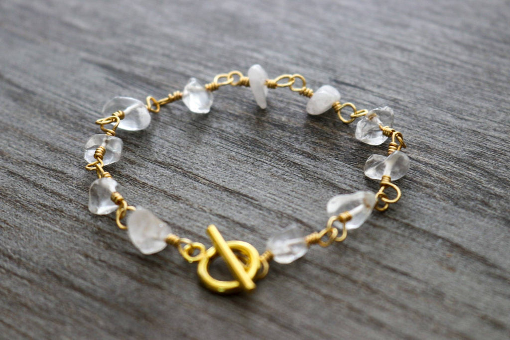 Clear Quartz Bracelet, Gold Bracelet Dainty, Gifted bracelet, Customized bracelet, Stone-bracelet, Minimalist bracelet, Delicate bracelet