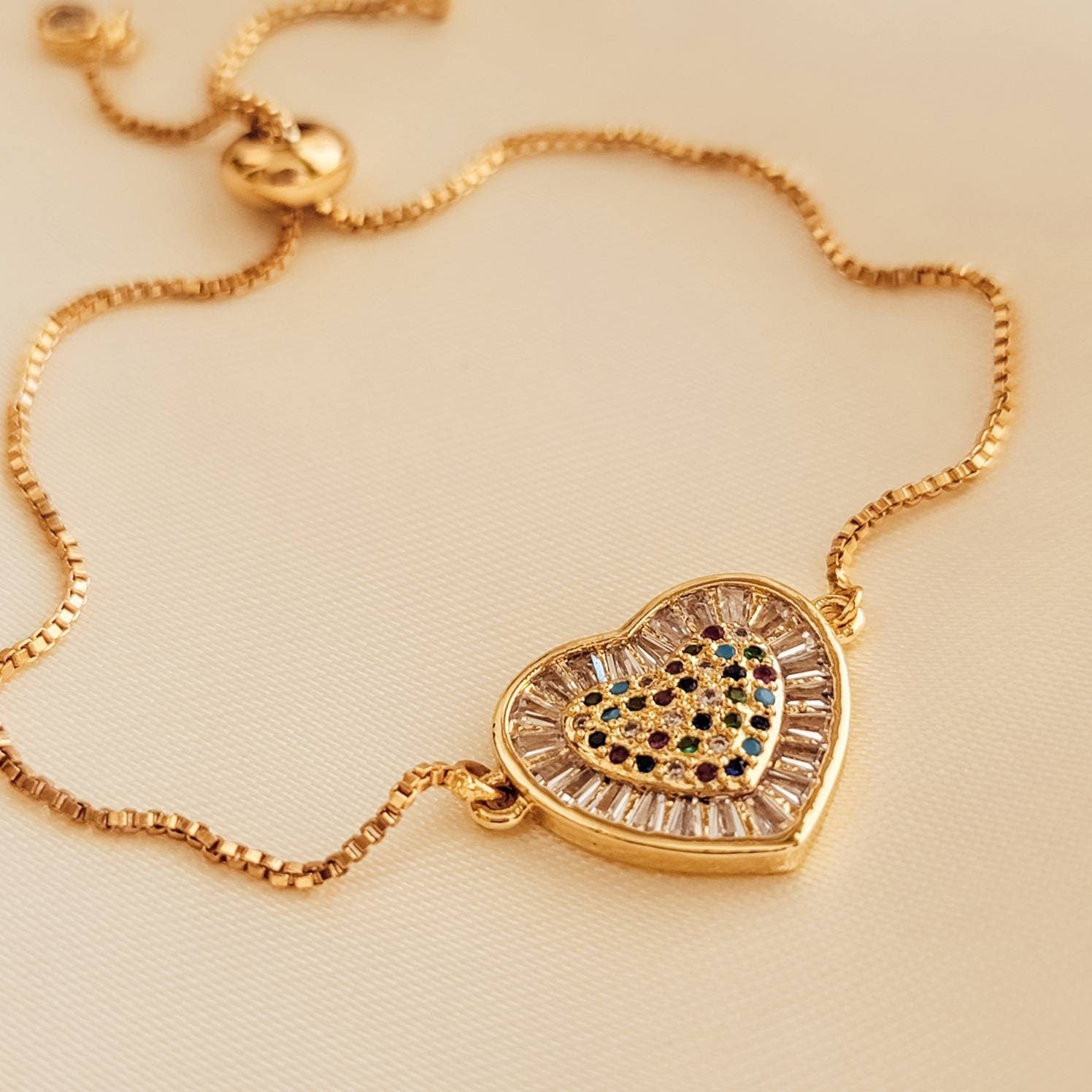 Dainty Heart Chain Bracelet, Mommy Bracelet, Gold Chain Bracelets, Bestfriends Bracelet, valentins gift, Valentine Gifted For Her