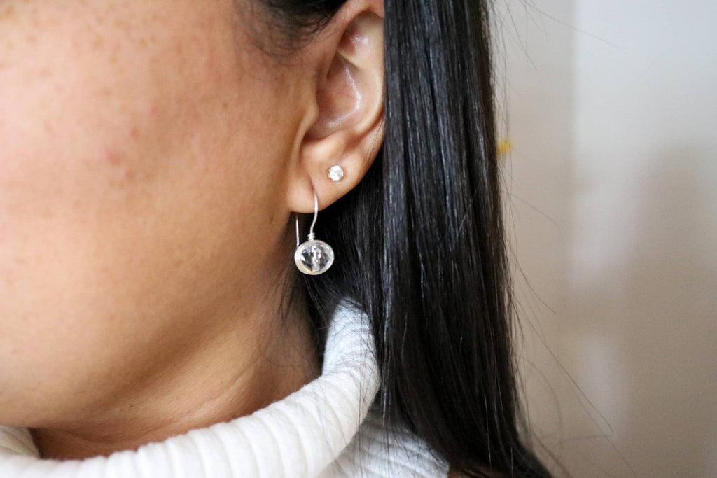 Clear crystal quartz earrings, Clear Silver Earrings, Crystal Drop clear Earrings, Clear Quartz Crystal Earrings, minimalistic earrings