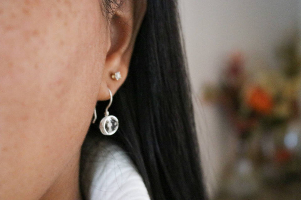 Clear crystal quartz earrings, Clear Silver Earrings, Crystal Drop clear Earrings, Clear Quartz Crystal Earrings, minimalistic earrings