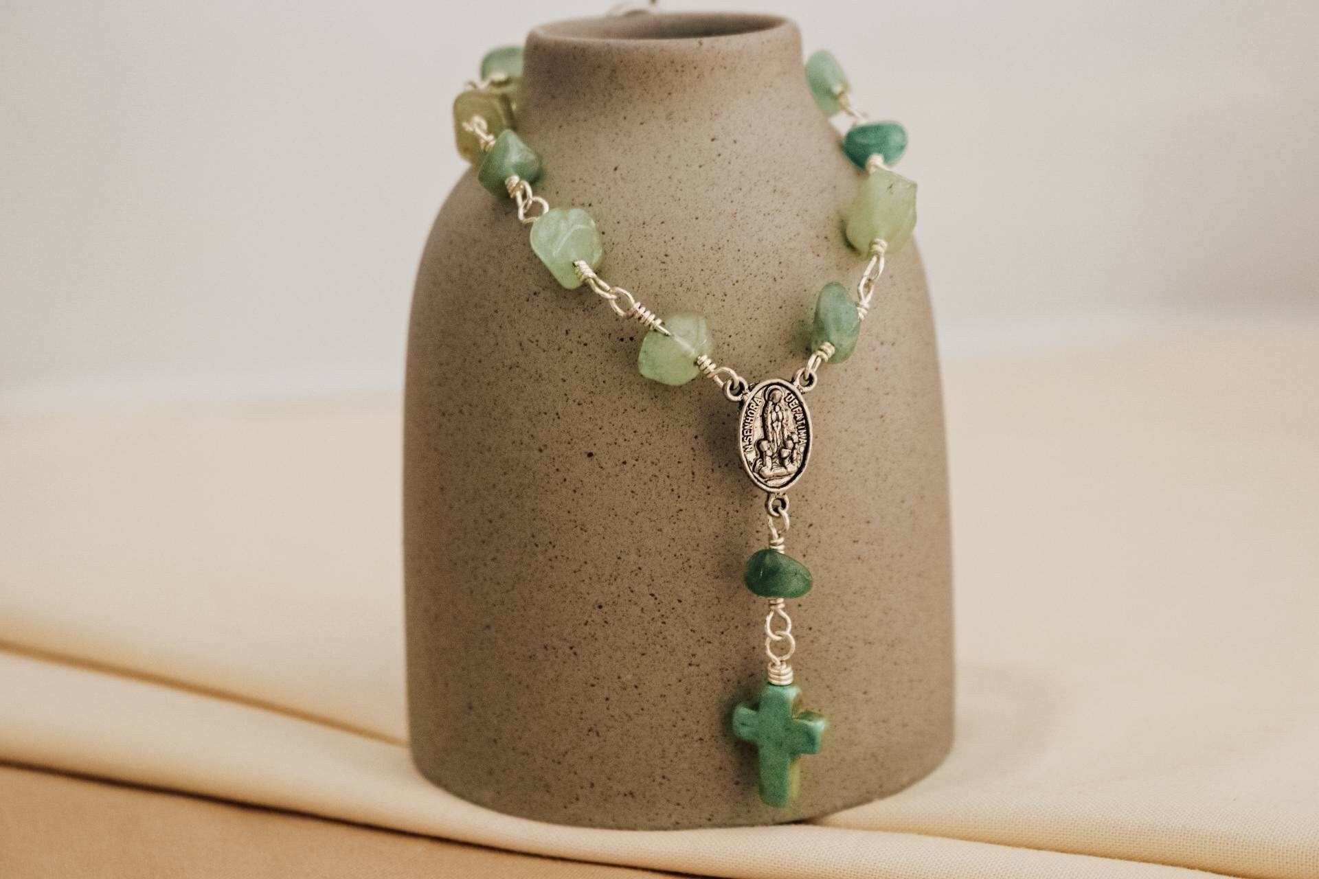 Dainty Rosary bracelet Aventurine , Bracelet rosaries, Rosary bracelet Religious, giftful gift for christmas, gift gifted for christmas