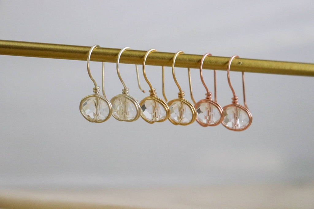 Clear crystal quartz earrings, Clear Silver Earrings, Crystal Drop clear Earrings, Clear Quartz Crystal Earrings, minimalistic earrings