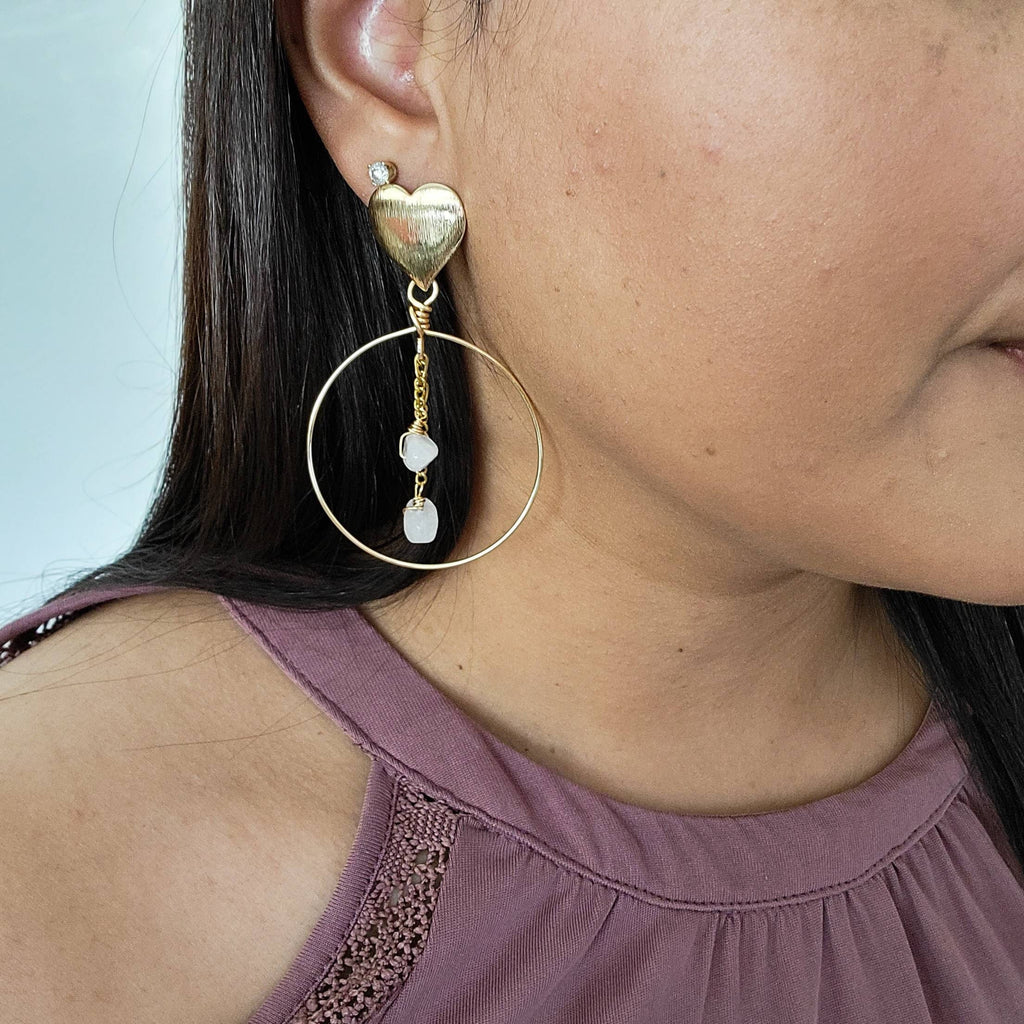 Crystal hoop earrings, Raw crystal earrings, Clear quartz earrings, Quartz hoop earrings, Crystal earring hoop, Large hoop earrings