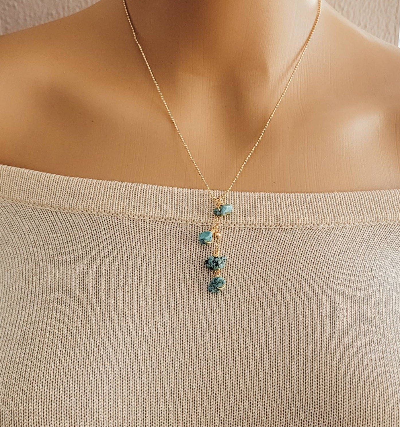 Turquoise necklace, necklace minimalistic, thin chain necklace, gold thin necklace, thin layered necklace, gıfted necklace, gift for- her