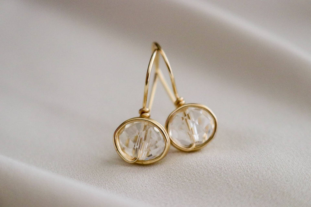 Clear crystal quartz earrings, Clear Silver Earrings, Crystal Drop clear Earrings, Clear Quartz Crystal Earrings, minimalistic earrings