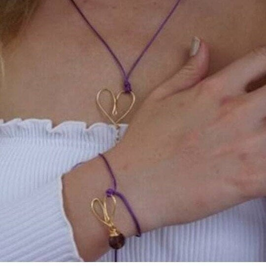 Dainty String Hearts bracelets and Necklace, Strings bracelets, couples bracelet, friendship bracelet, bff bracelet, waterproof bracelet