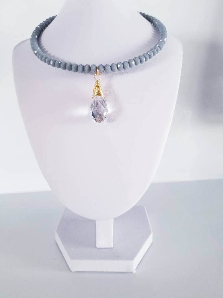 Crystal Choker necklace, Delicate stone Choker, Beaded Necklace, Birthday Gift, Stone Wire Wrapped, Stone Beaded Choker, Gift for Daughter