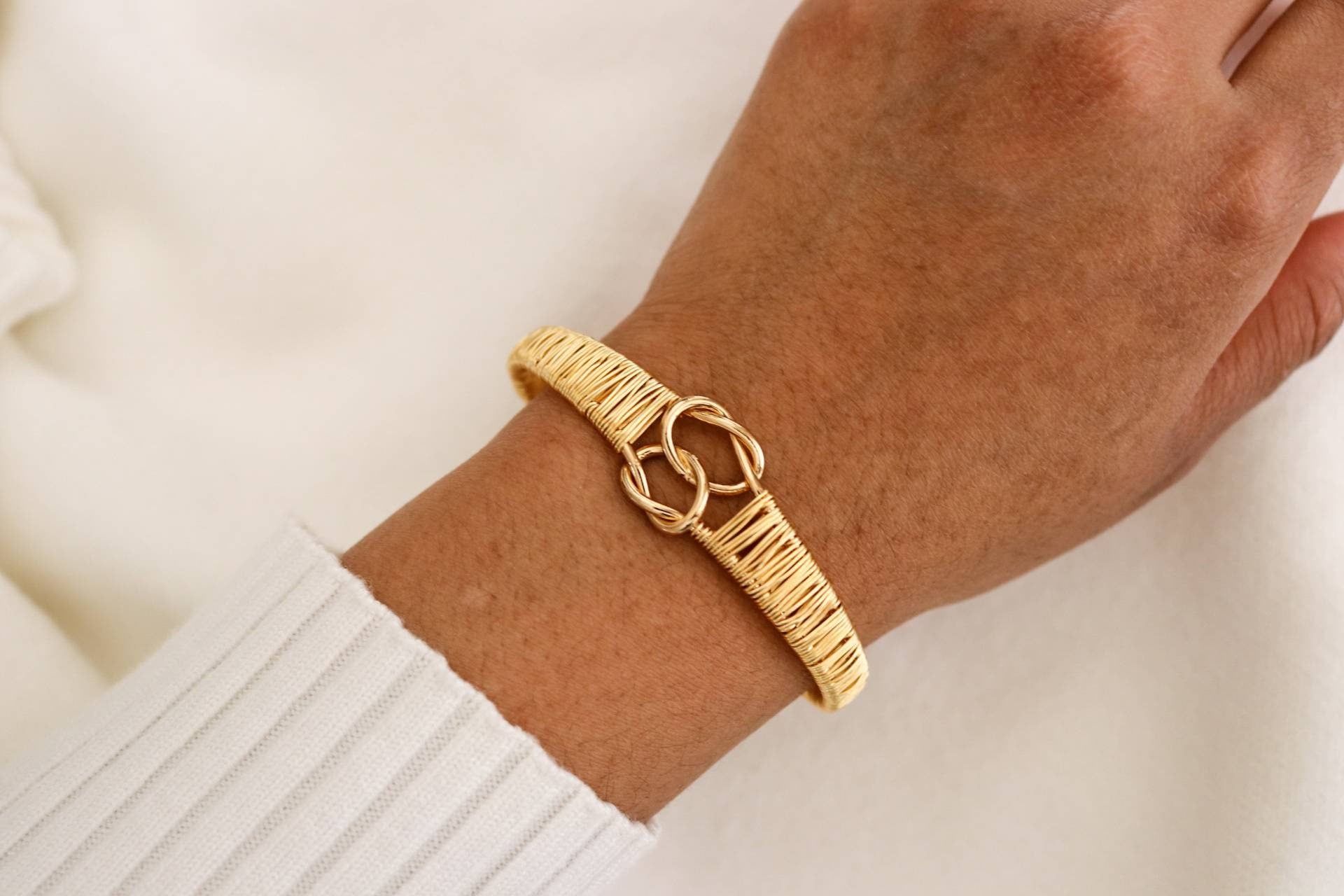 Dainty Cuff Bracelet, Woven Wire Cage Cuff Bracelet, Bangle Cuff Bracelet, Gold Bracelet Dainty, Thick Bracelet, Gift for- her