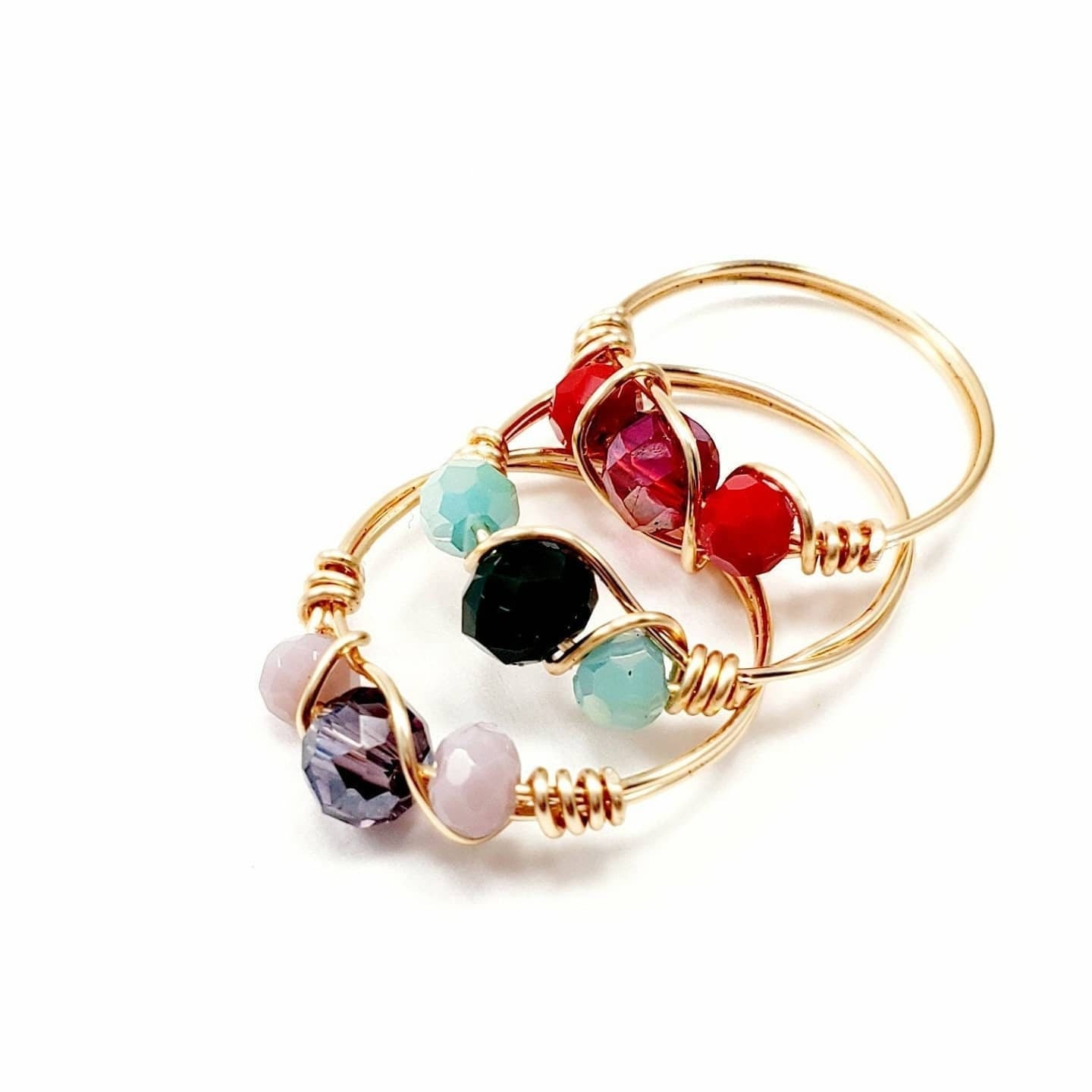 Wire wrapped ring, Wire wrapped crystal ring, Crystal rings gold, Crystal Wire Wrapped Ring, Thin Gold Ring, midi ring, christmas  gifte