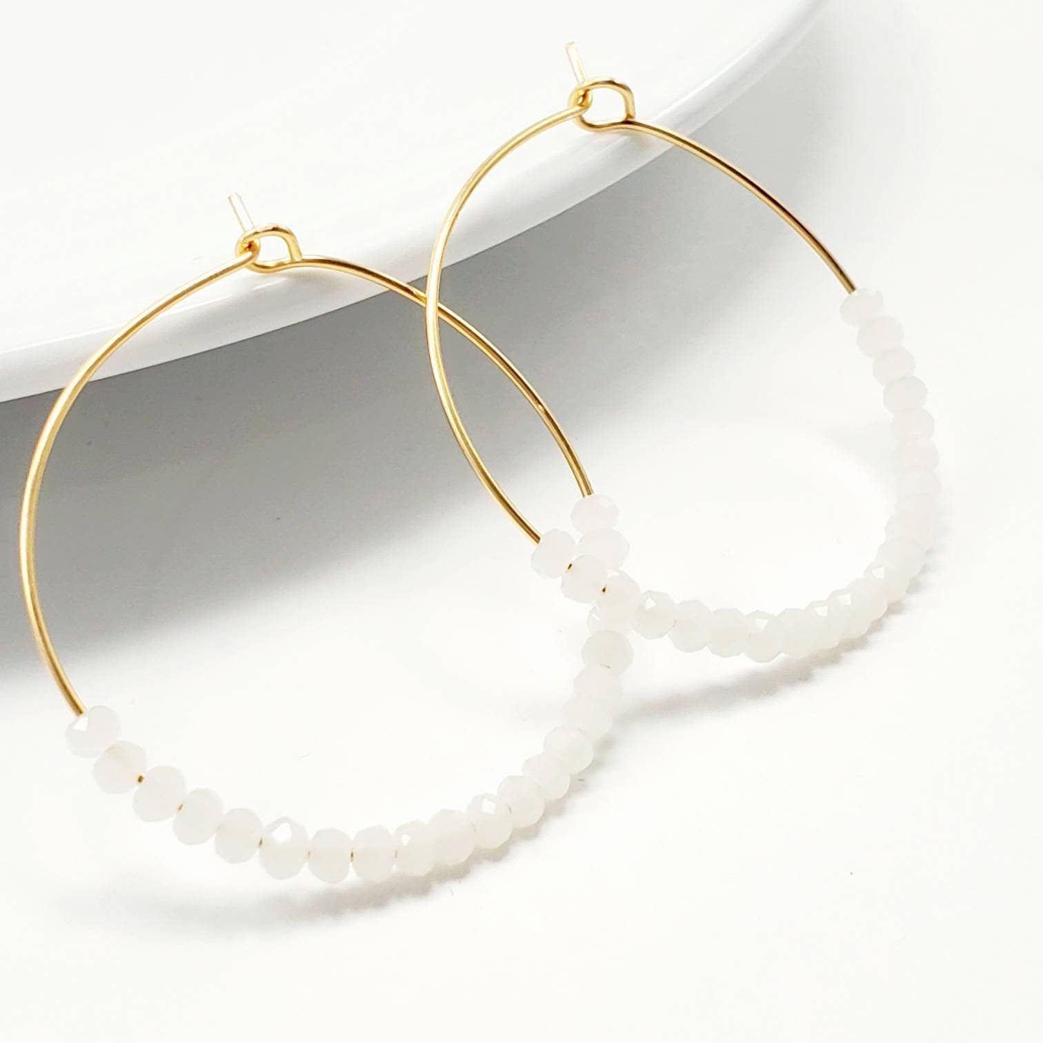 White hoop earrings, Thin gold hoop earrings, Gold Filled Hoop Earrings, Light Weight Earrings, Big hoop earrings, christmas gift for mom