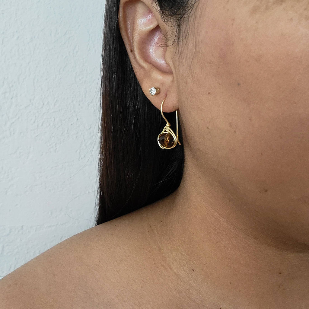 Dainty gold earring, Amber earrings drop, Tini earrings, Minimalist earrings, Dropping earrings, Gifts for-Her, Giftful moms, Wife gifte