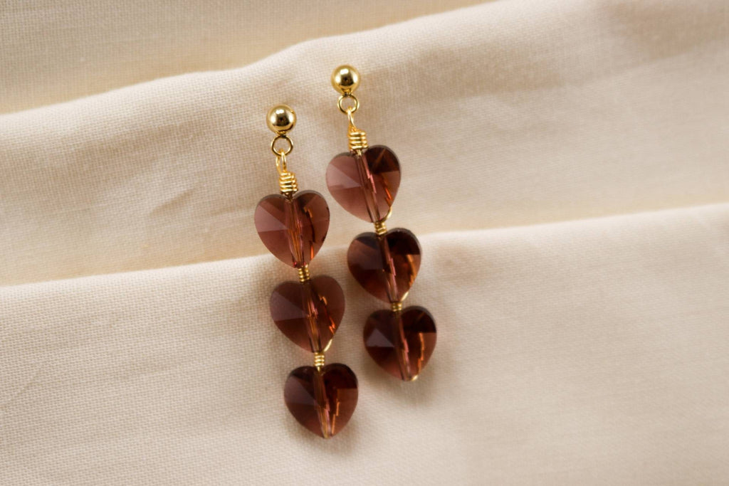 Heart drops earrings, Heart Shaped Earrings, Heartful earrings, minimalistic earring, giftful sister, mama giftful