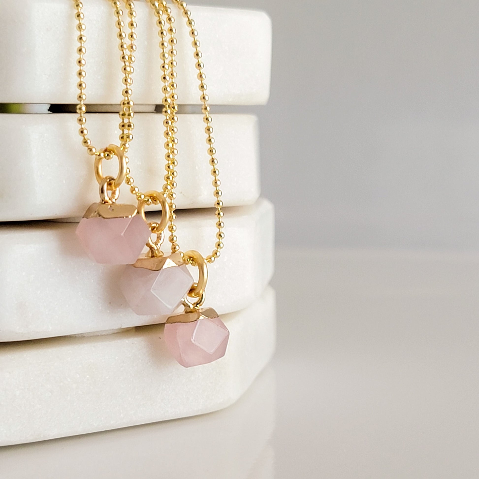 Dainty Rose quartz necklace, Chain thin necklace, Rose quartz gemston, lovely necklace, loving necklace, gifted valentines necklace,