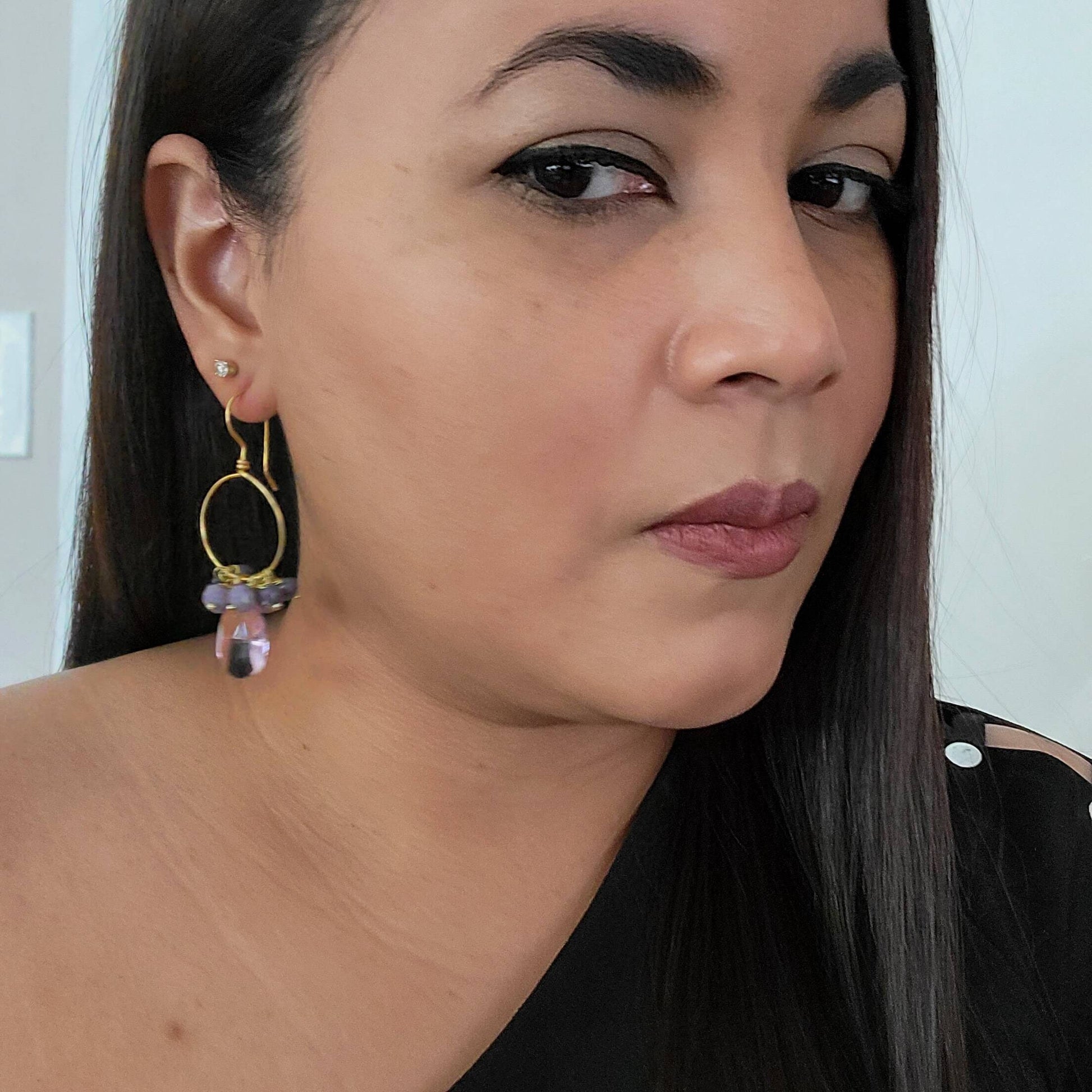 Dainty Thin gold hoop earrings, Crystal hoop earrings, Hoop earrings with charm, Gold filled hoop earrings, Hoop minimalist earrings