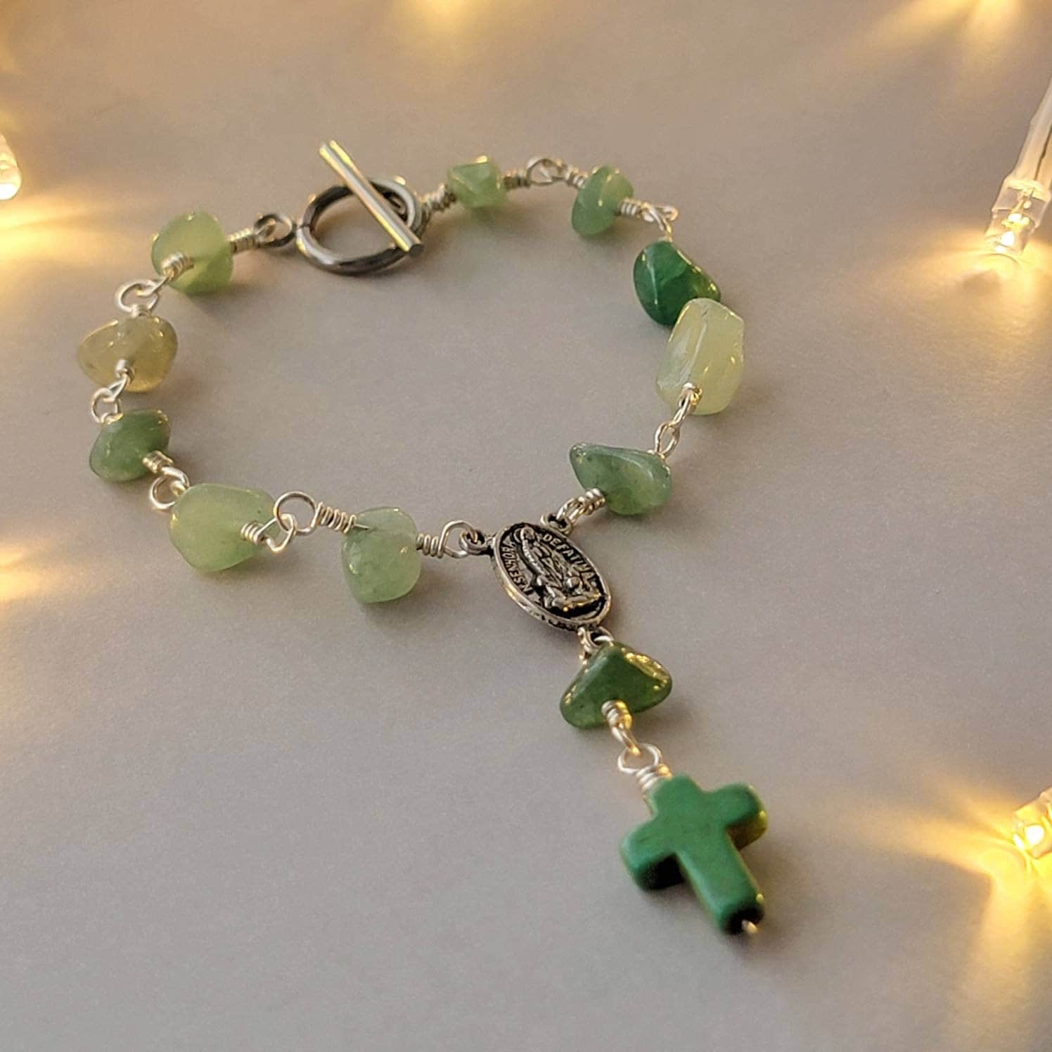 Dainty Rosary bracelet Aventurine , Bracelet rosaries, Rosary bracelet Religious, giftful gift for christmas, gift gifted for christmas