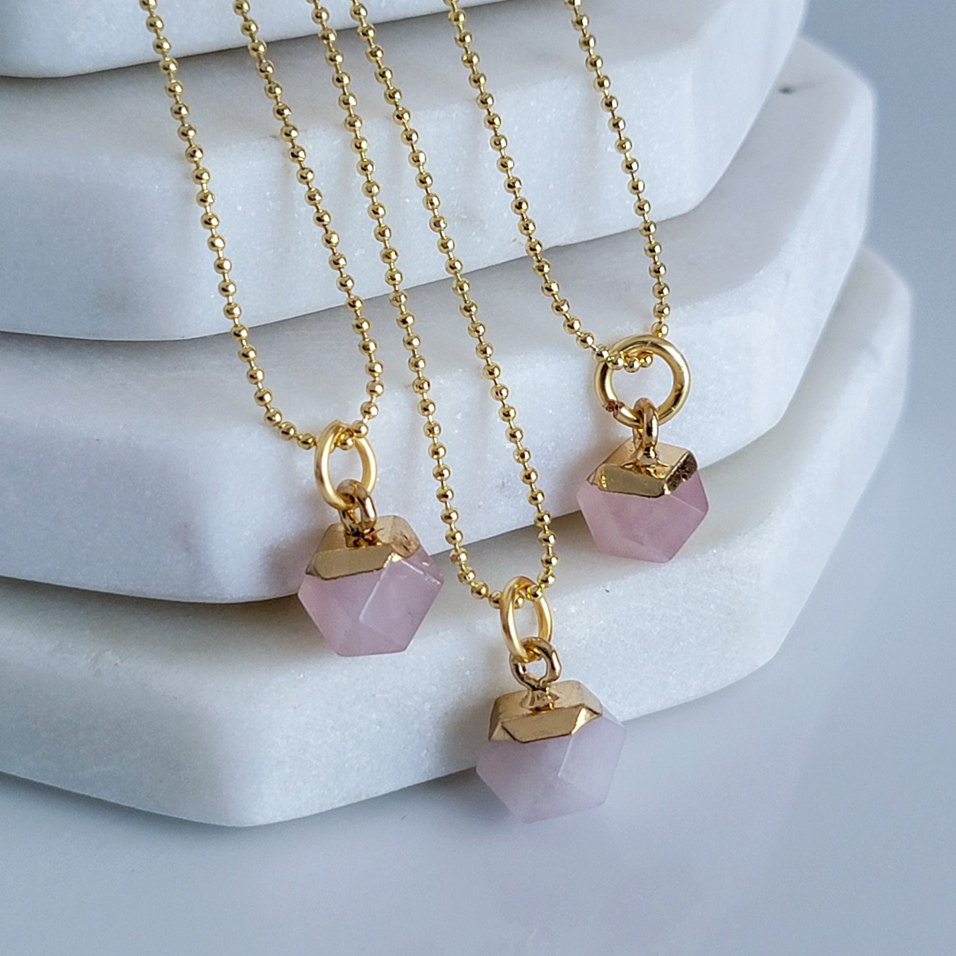 Dainty Rose quartz necklace, Chain thin necklace, Rose quartz gemston, lovely necklace, loving necklace, gifted valentines necklace,