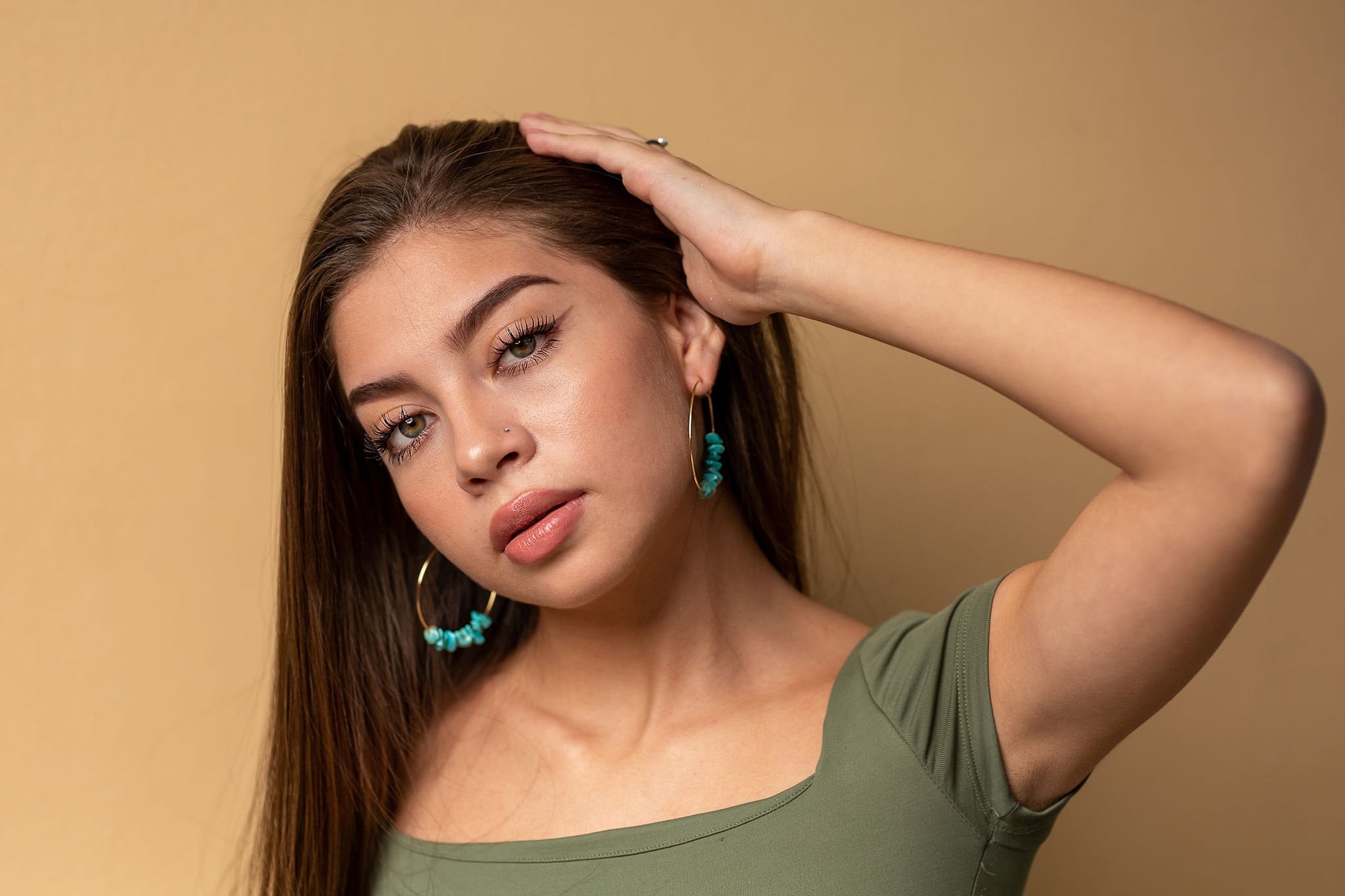 Aquamarine Hoop Earrings, Birthstone Hoop Earrings, Raw Aquamarine Hoops, Hoop Earrings With Stones, March Birthstone, Birthstone gift
