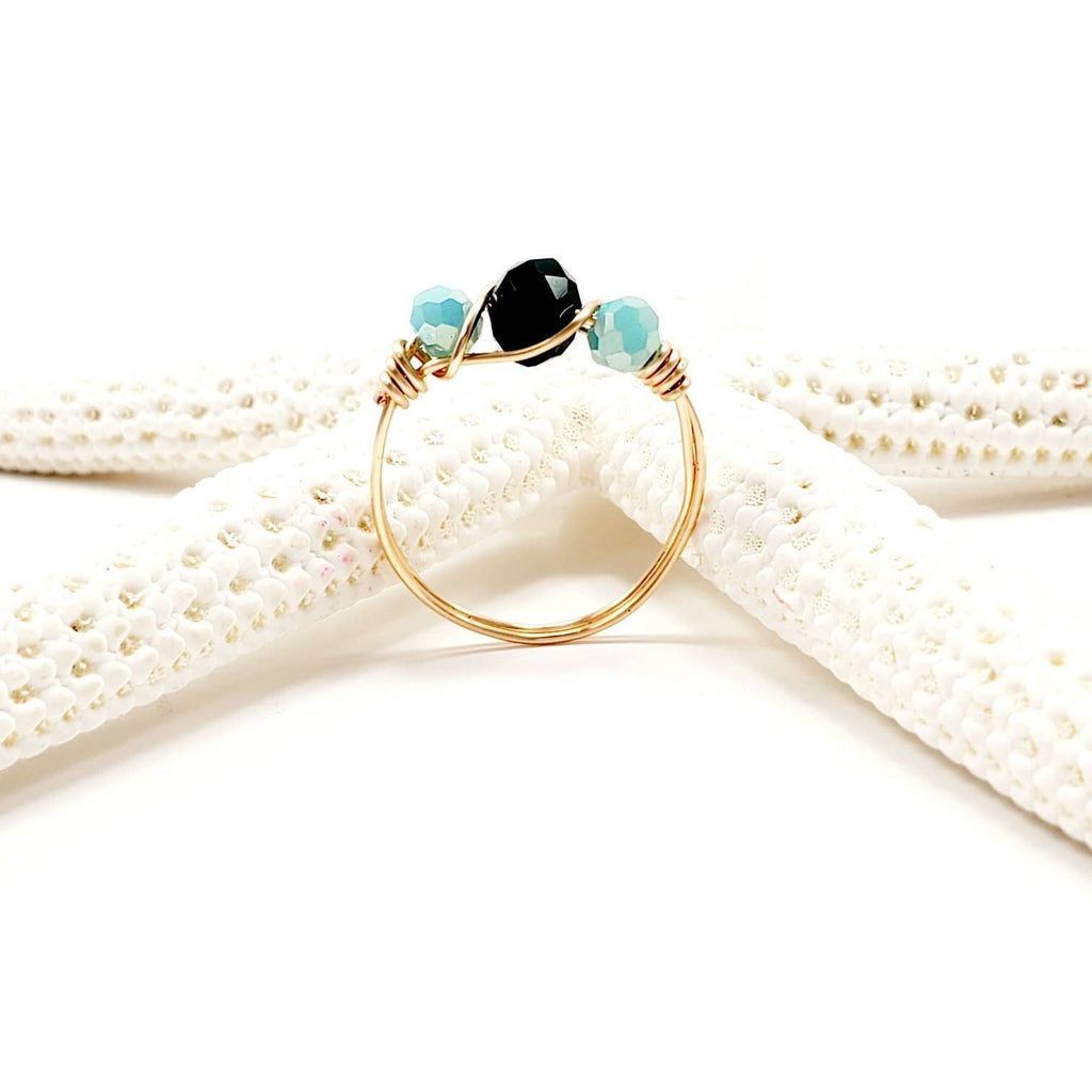 Mint Green Crystal Wire Rings, Wire Wrapped Crystal Ring, Dainty Crystal Wire Wrapped Rings, Wire Wrapped Crystal Rings, Midi Ring,