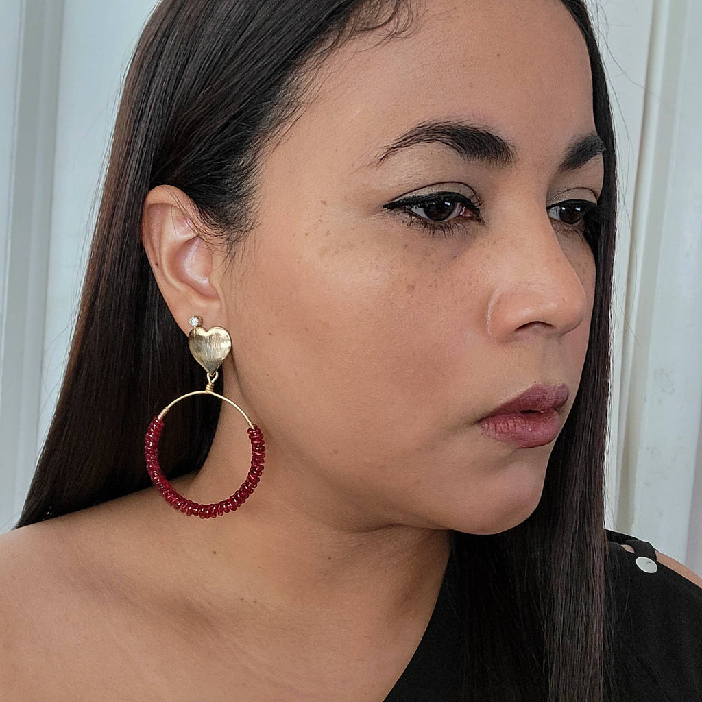 Seed bead earrings, Beaded Hoop Earrings,Chunky hoop earrings, Large hoop earrings, Gold Thick Hoop Earrings, Gold filled hoop earrings