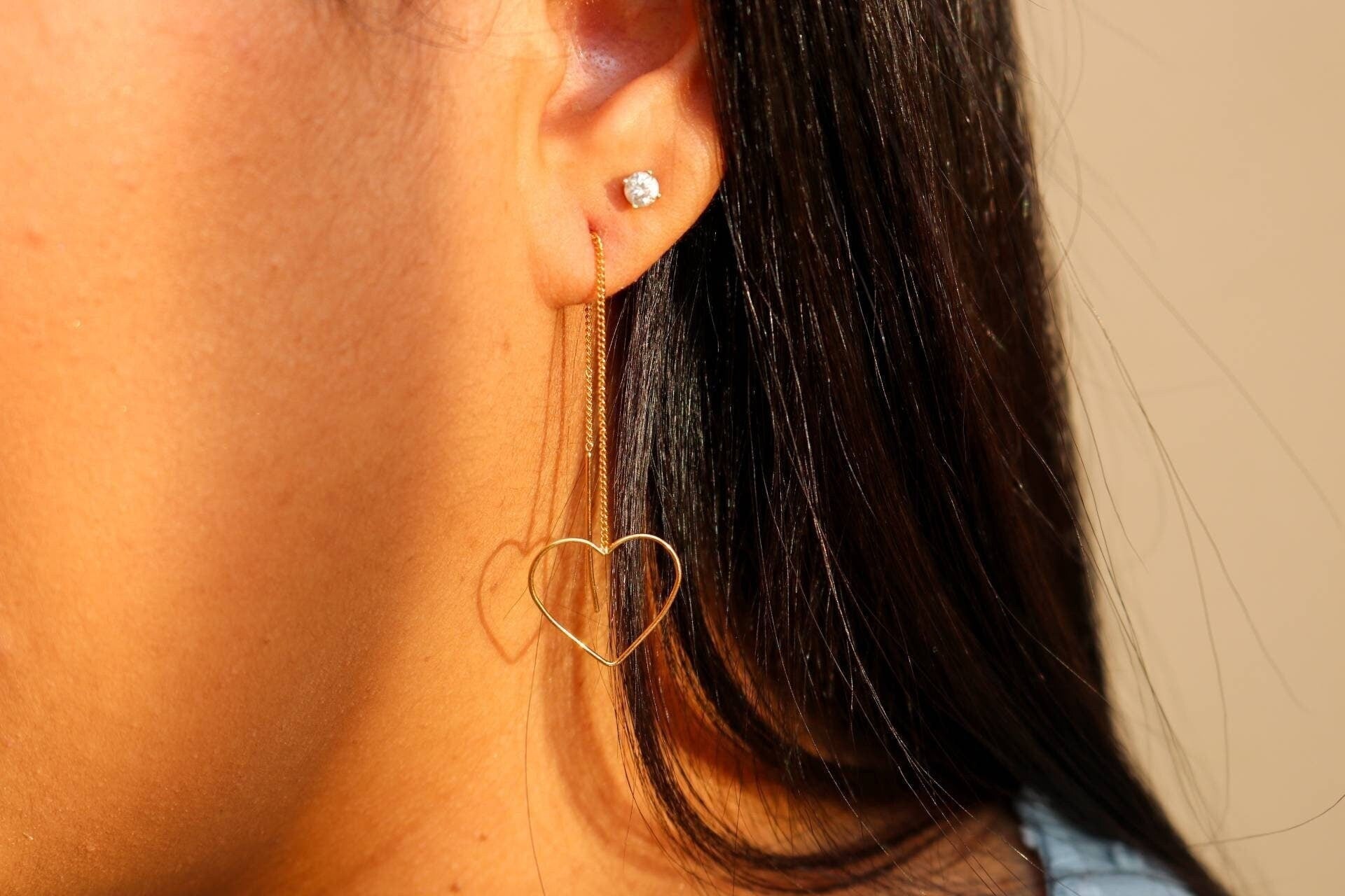 Cross earrings gold, earrings-chains, minimalistic earrings, Gold Earrings, gifted, giftful earrings, christianity gifted, christian  gifted