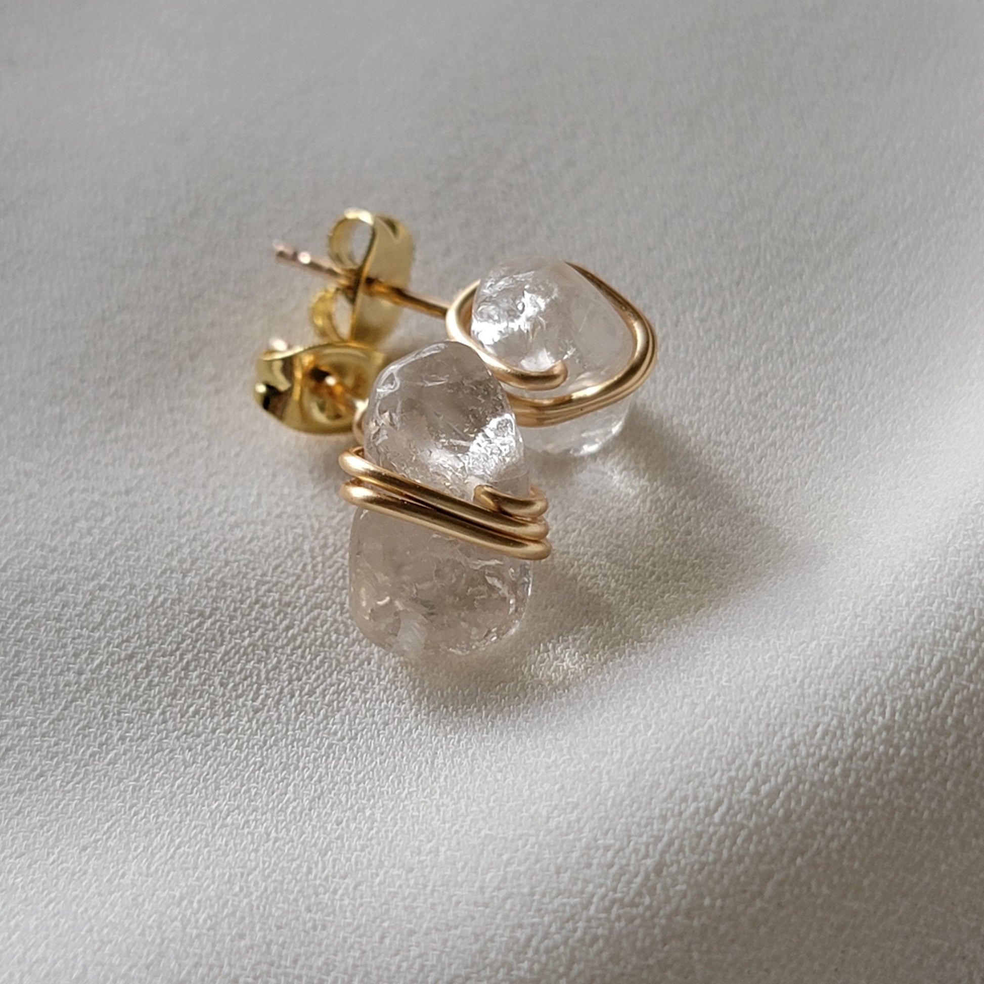 Amazonite Post  Earrings, Crystal stud Earrings, Clear crystal quartz post earrings, Raw crystal earrings, Gemstone earrings,healing earring
